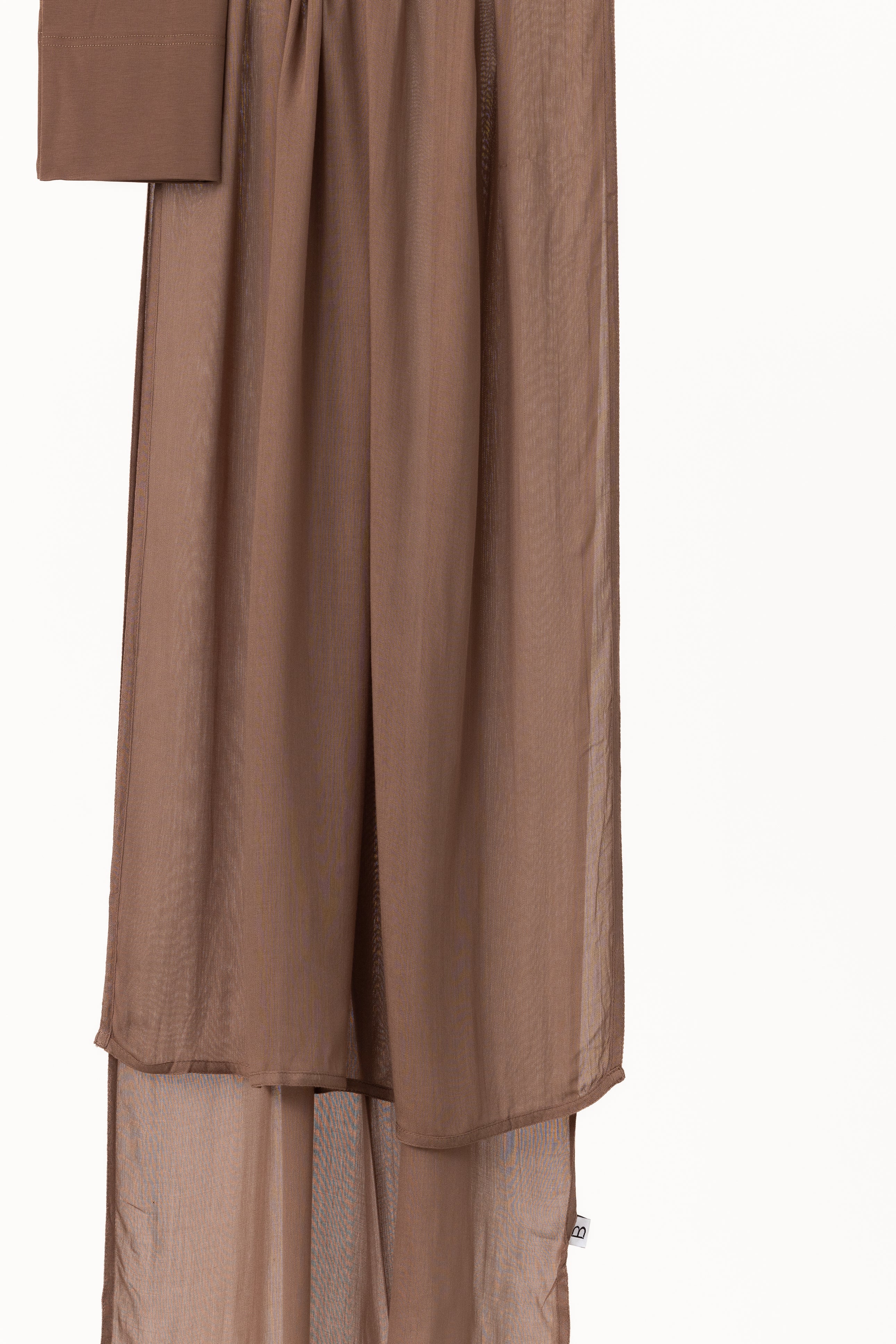 Double Stitched Modal Hijab Set - Brown Taupe