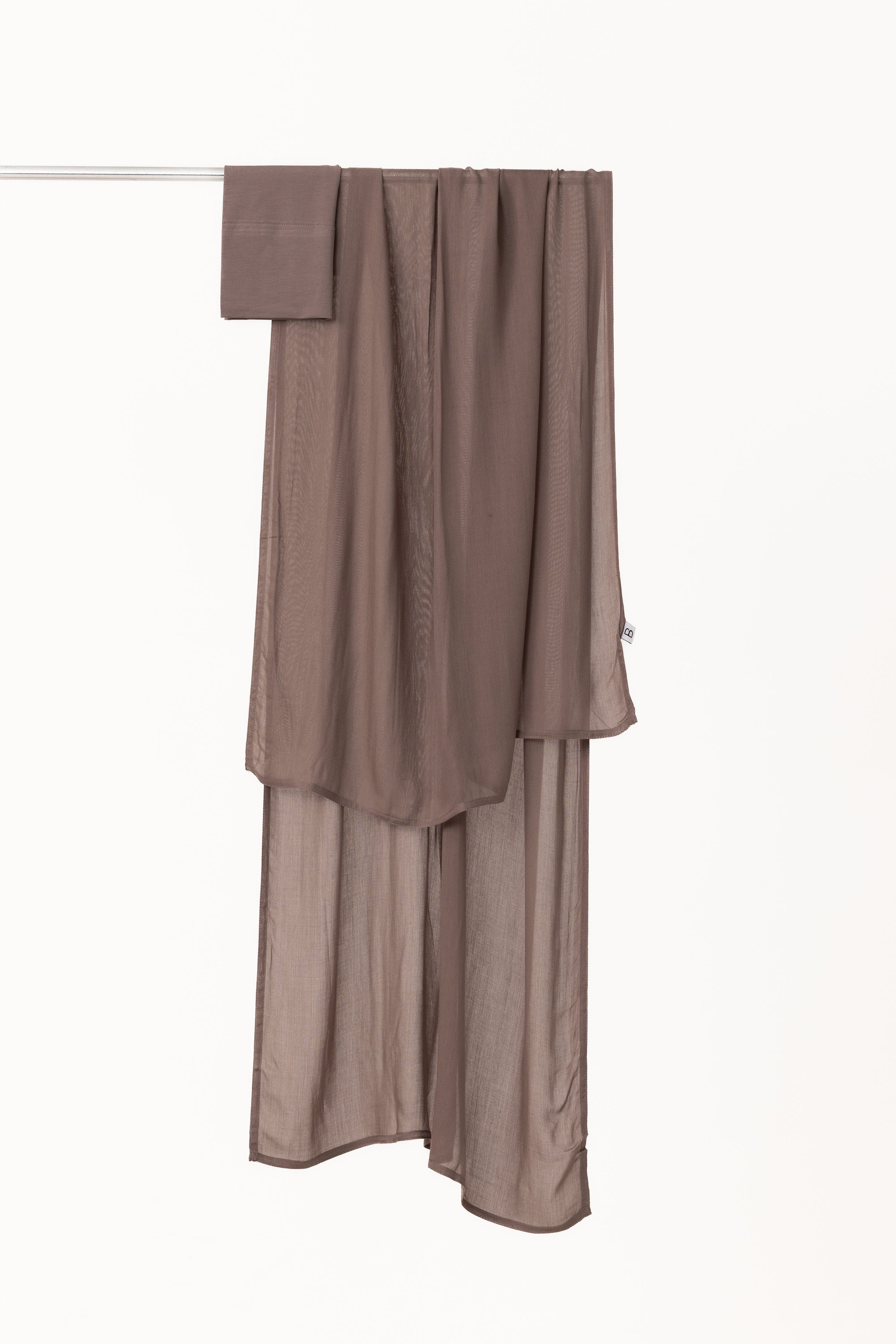 Double Stitched Modal Hijab Set - Dark Ash
