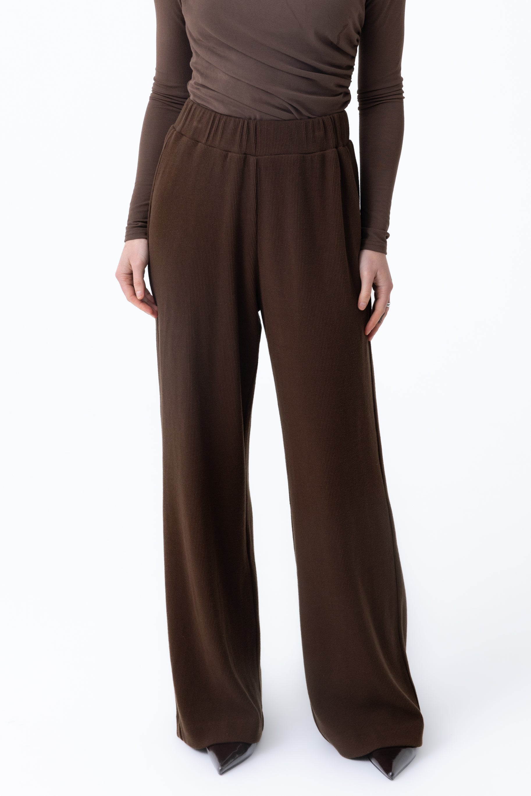 Rib Knit Pants - Coffee