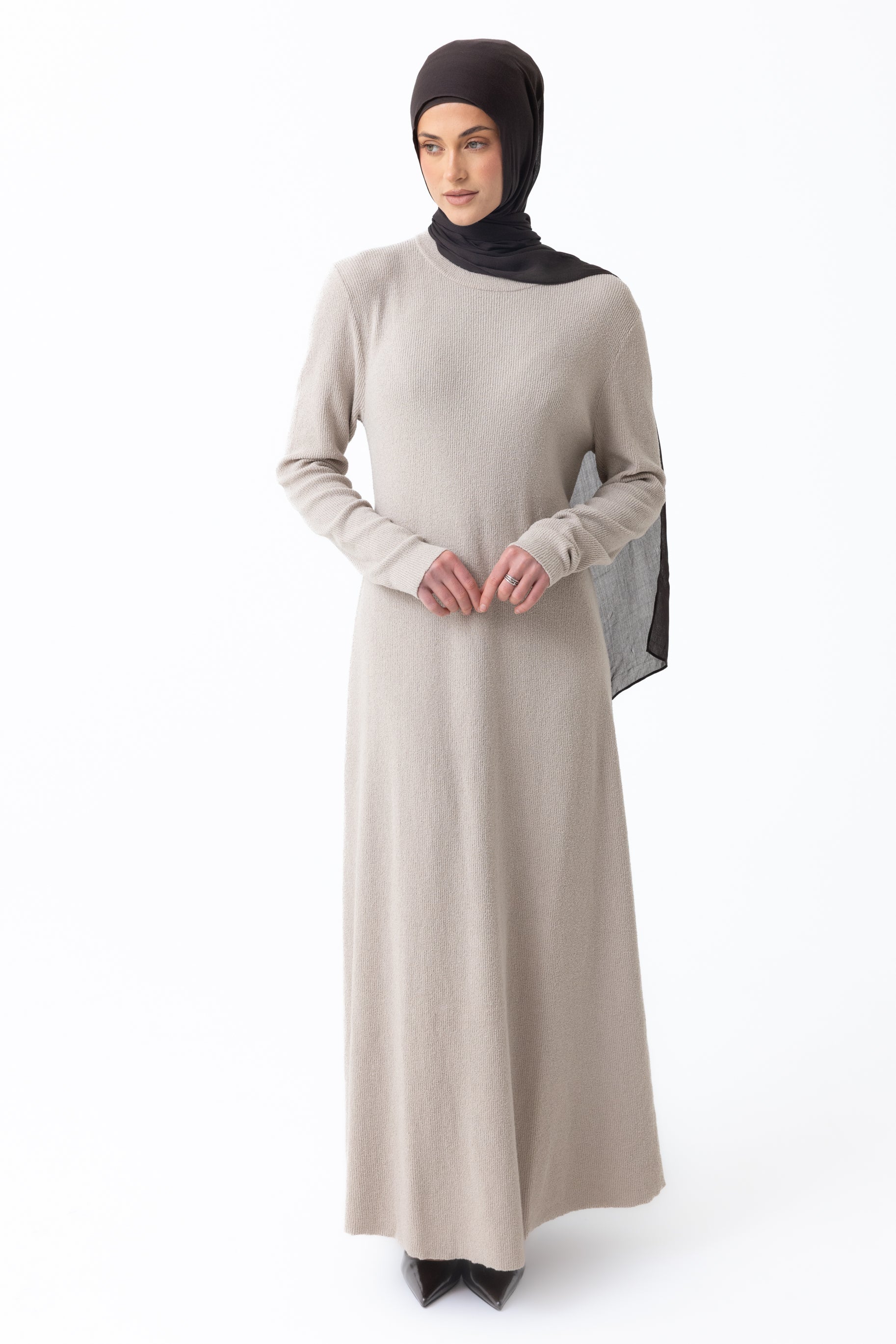 Textured Knit Maxi Dress - Pale Oak