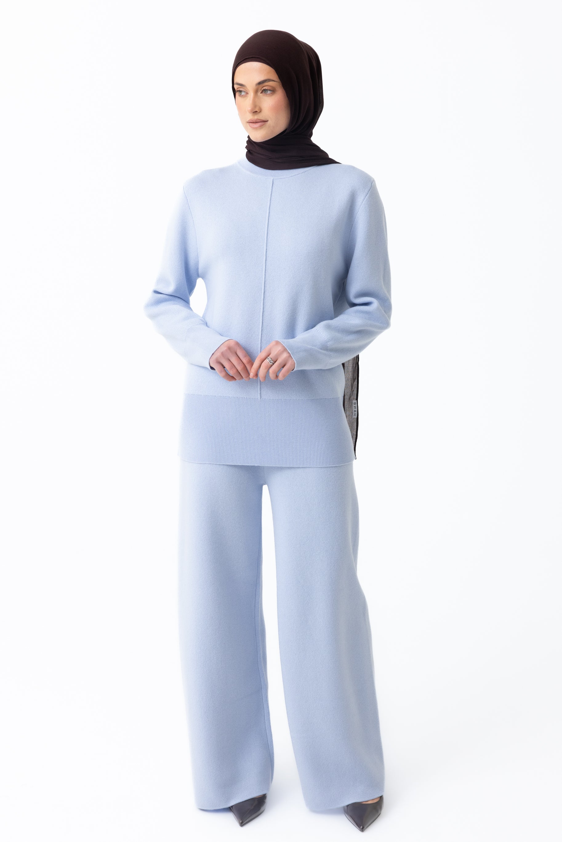 Renee Round Neck Jumper - Frost Blue