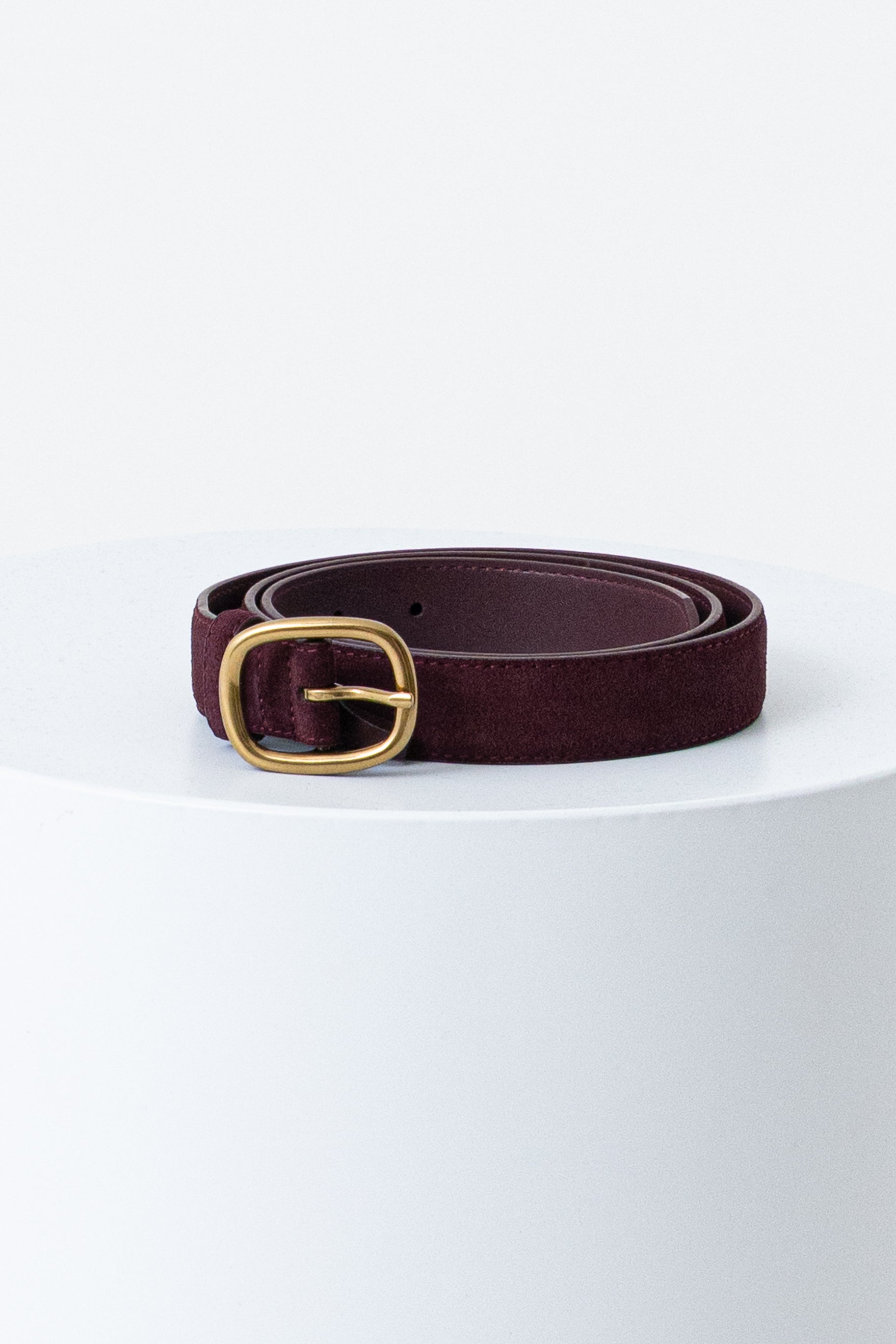 Suede Thin Buckle Belt - Mulberry