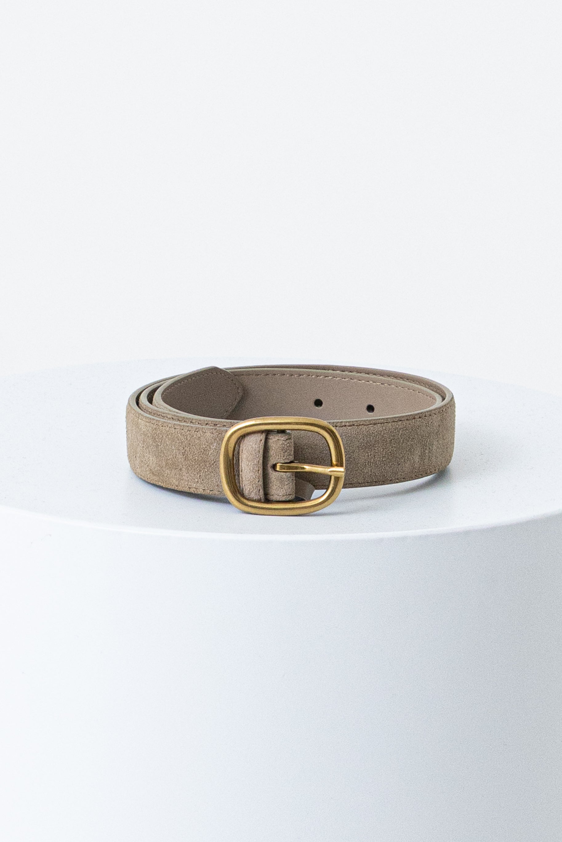 Suede Thin Buckle Belt - Taupe