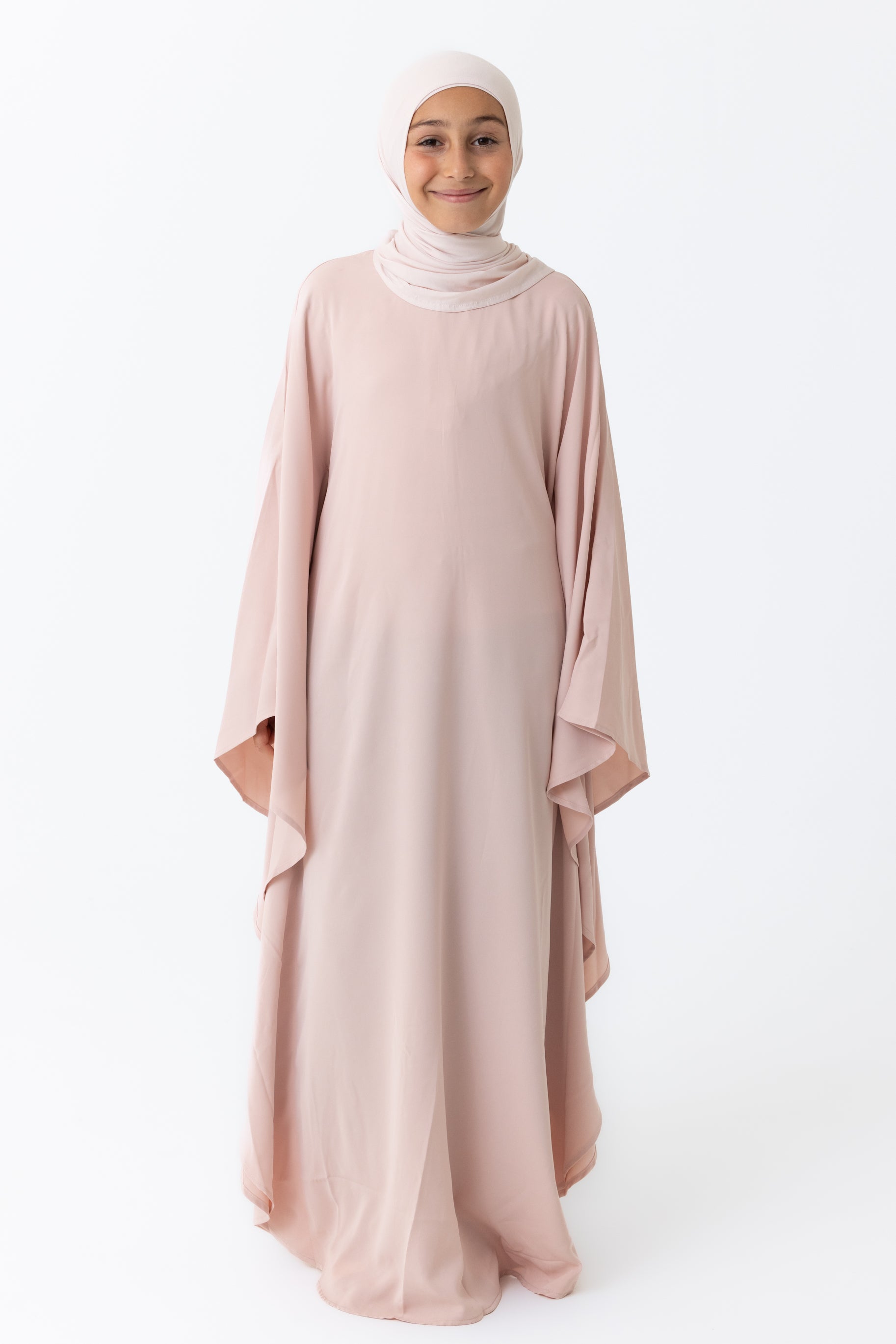 Mini Crepe Batwing Abaya - Pink