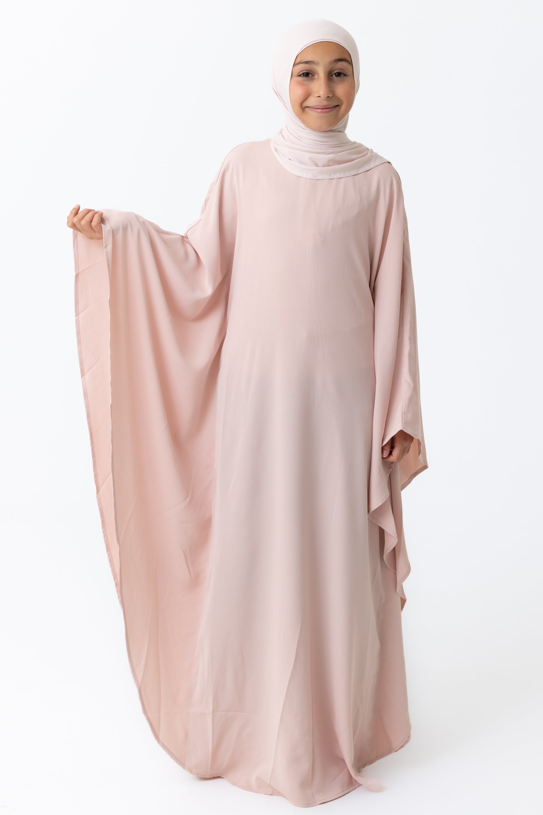Mini Crepe Batwing Abaya - Pink