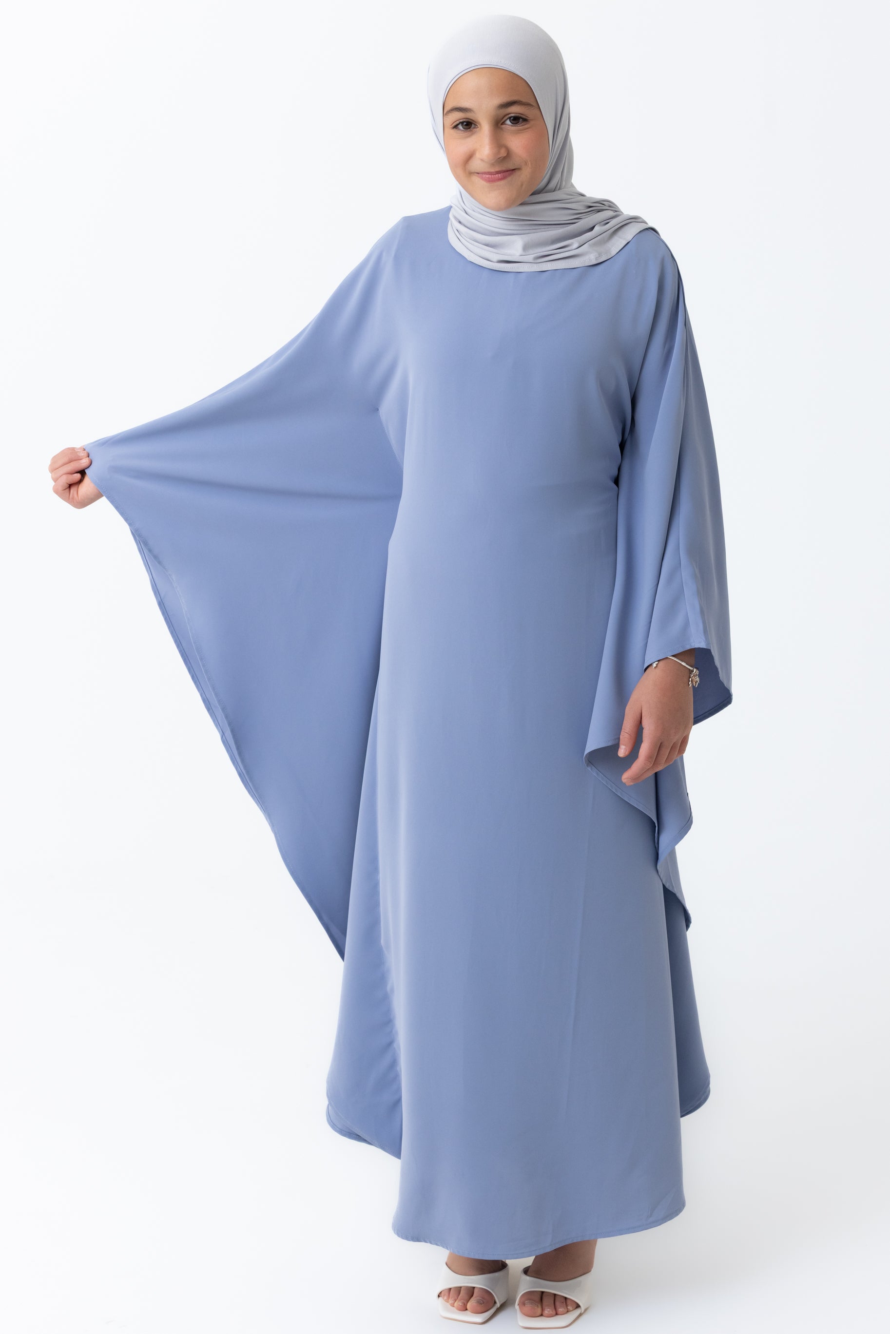 Mini Crepe Batwing Abaya - Blue