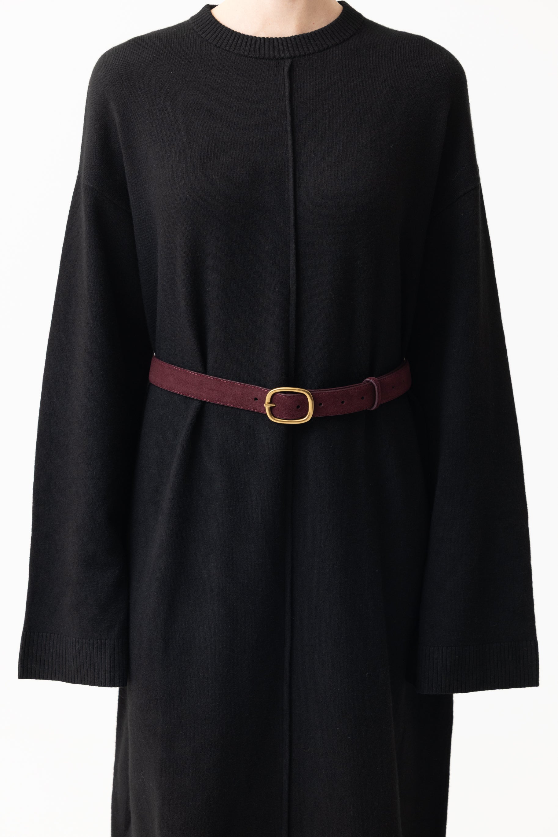 Suede Thin Buckle Belt - Mulberry