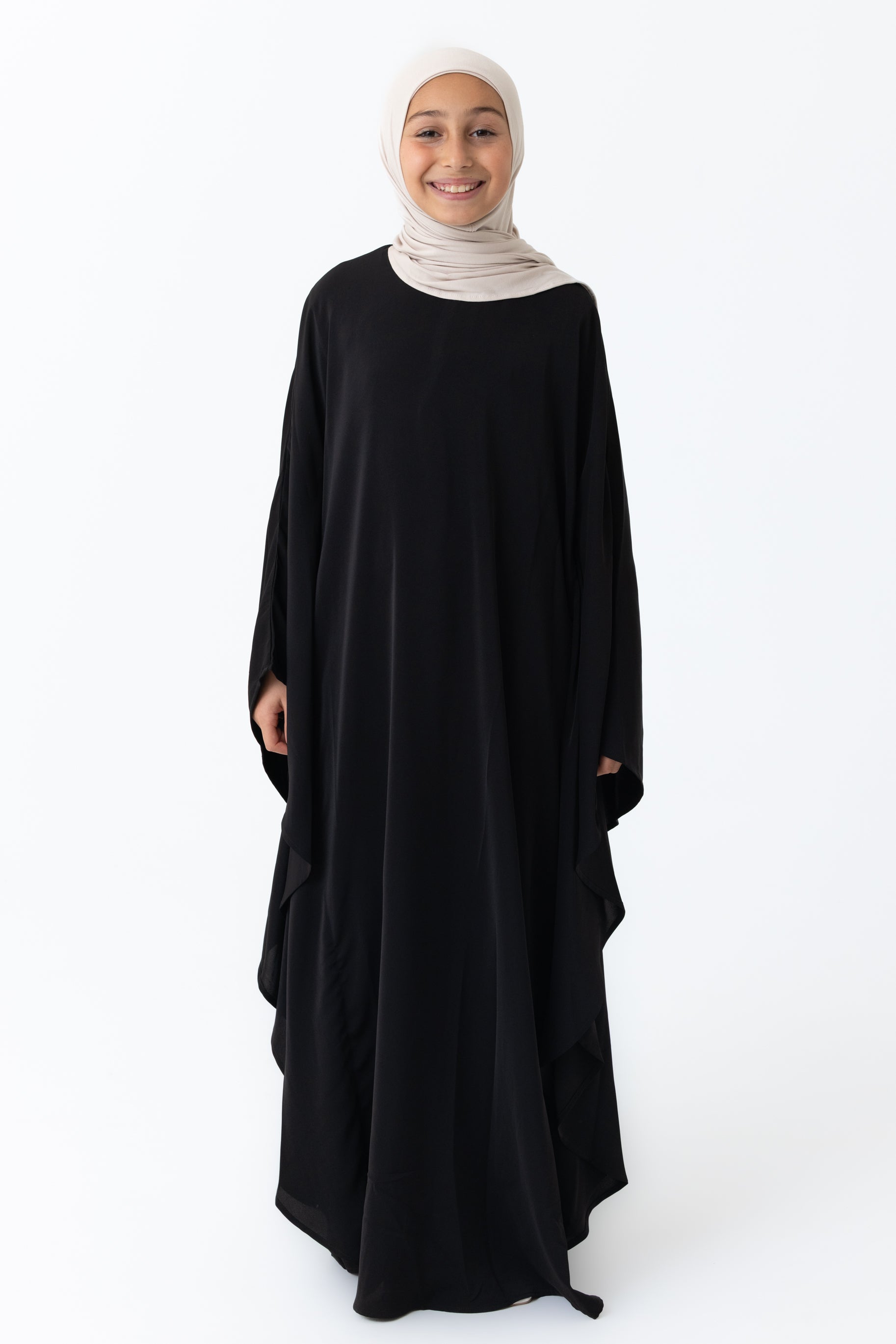 Mini Crepe Batwing Abaya - Black
