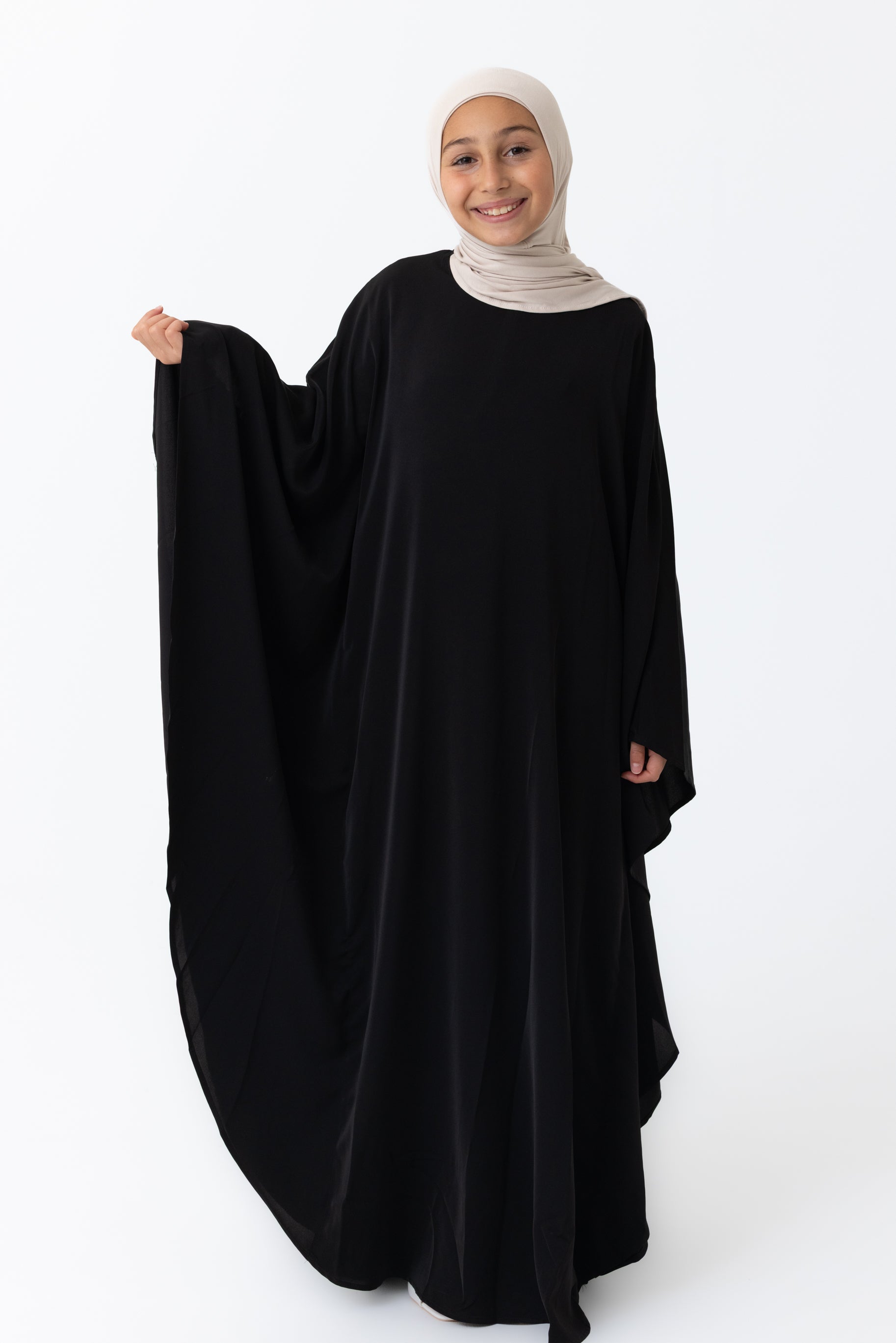 Mini Crepe Batwing Abaya - Black
