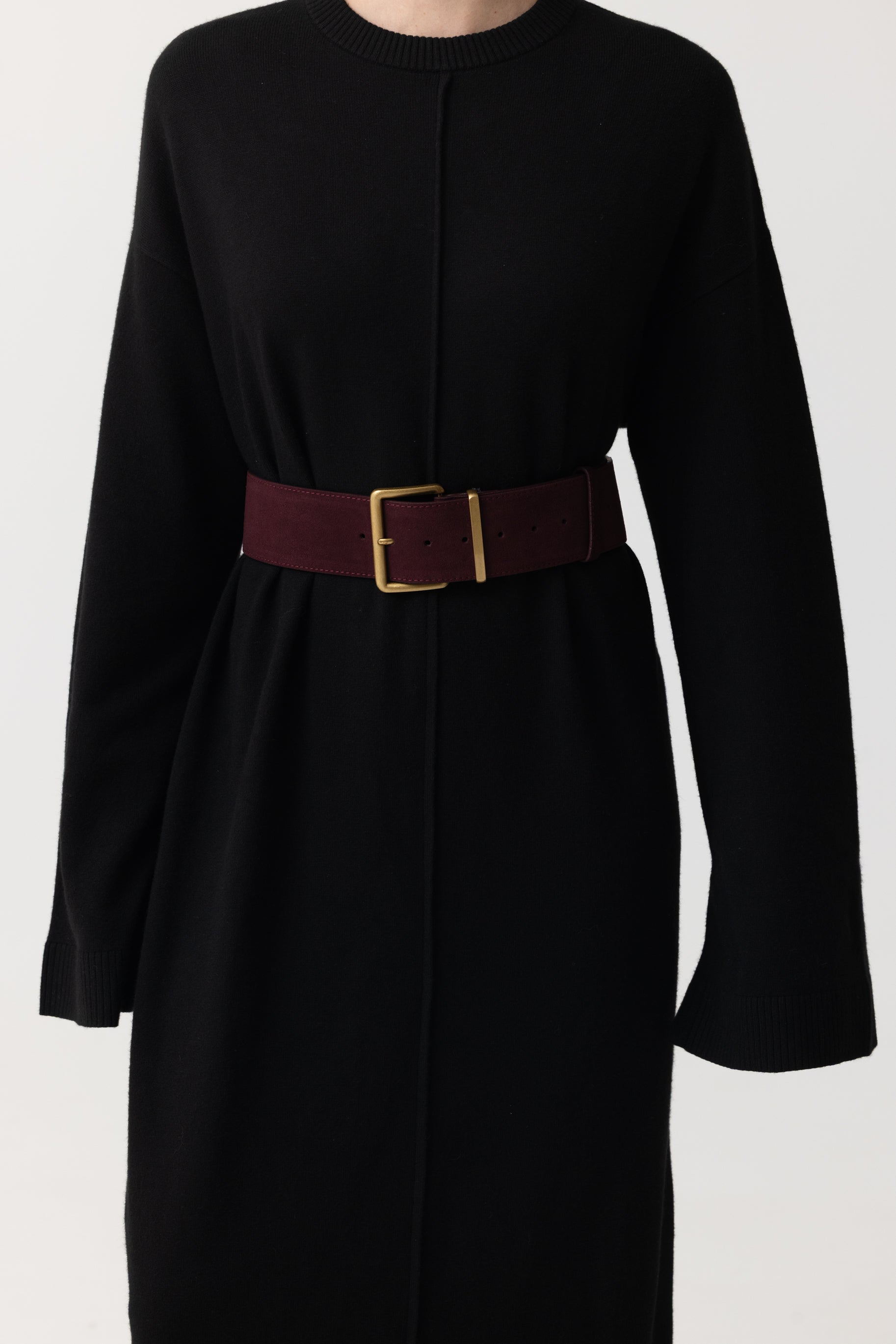 Suede Wide Buckle Belt - Mulberry