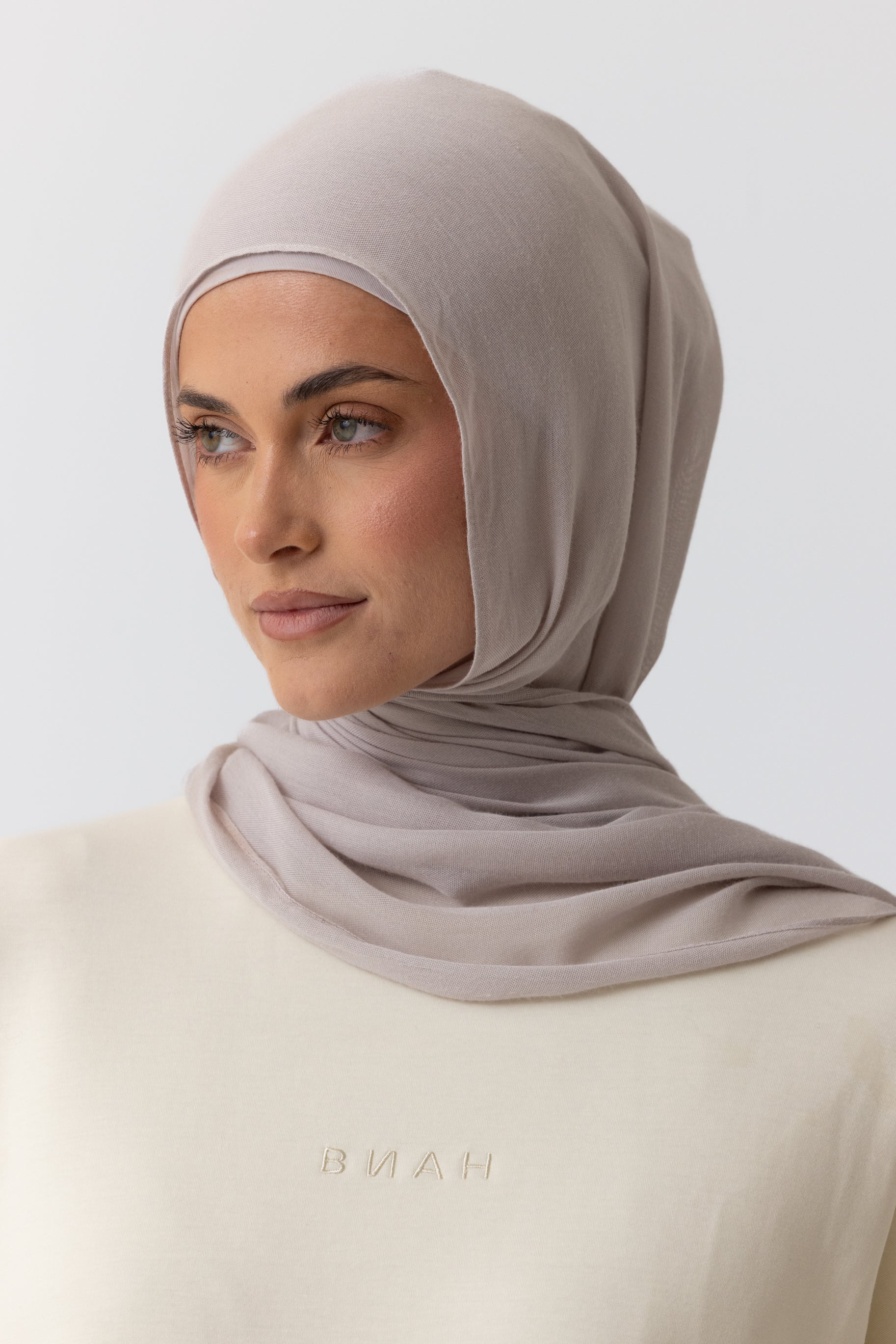 Single Stitched Modal Hijab Set - Oyster