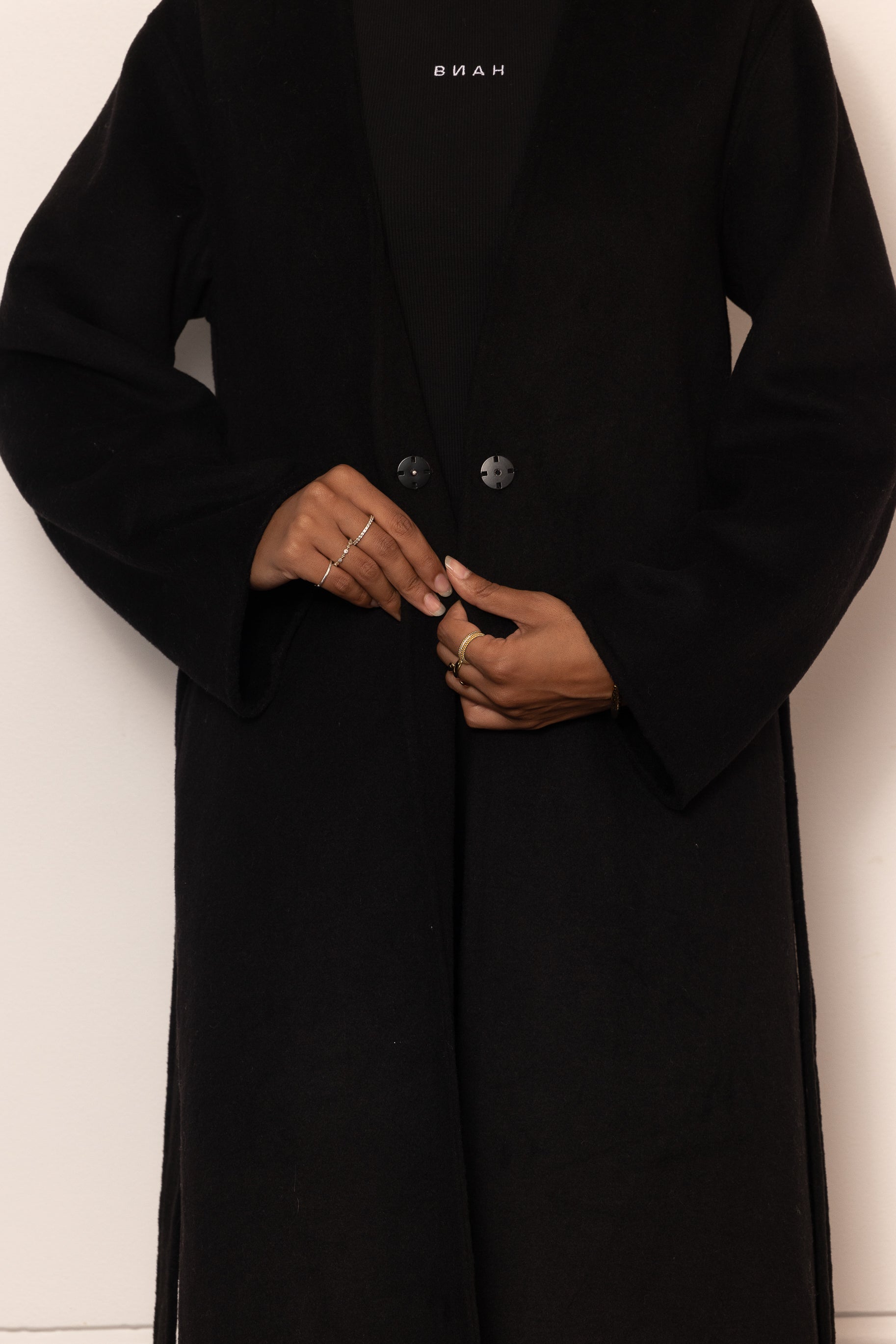 Tara Longline Coat - Black