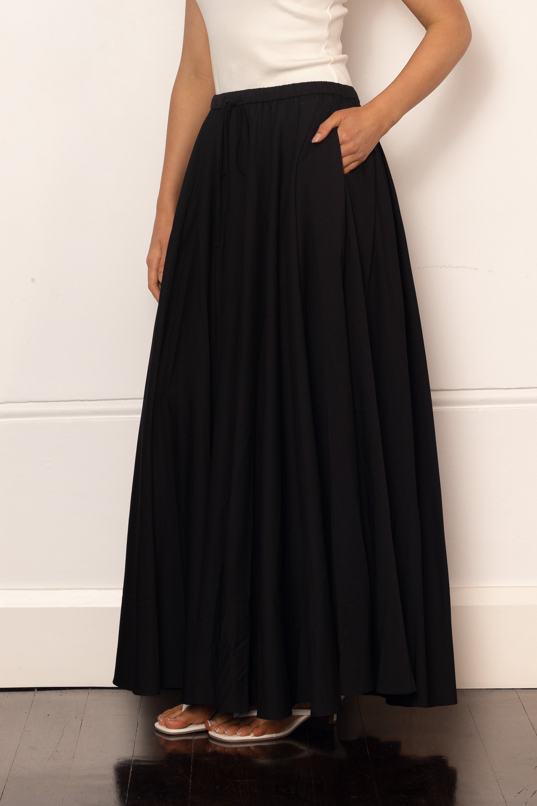 Azrina Drawstring Skirt - Black