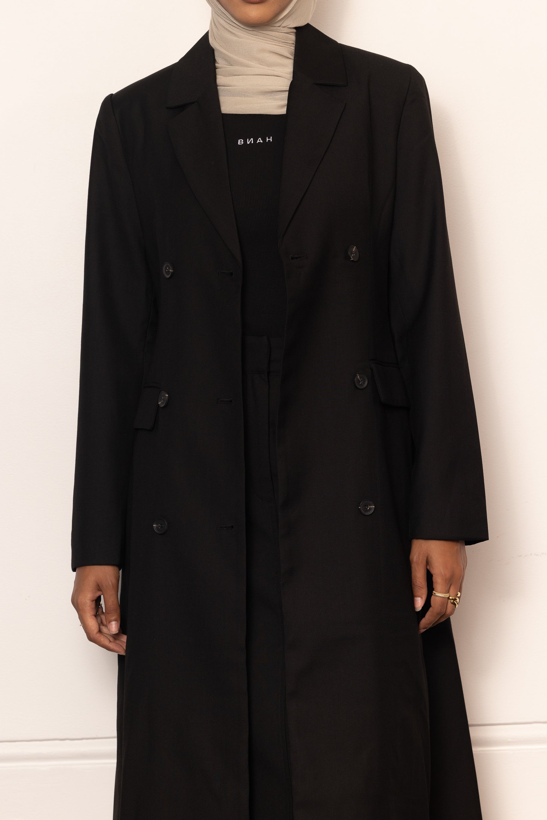 Alexa Double Breasted Coat - Black