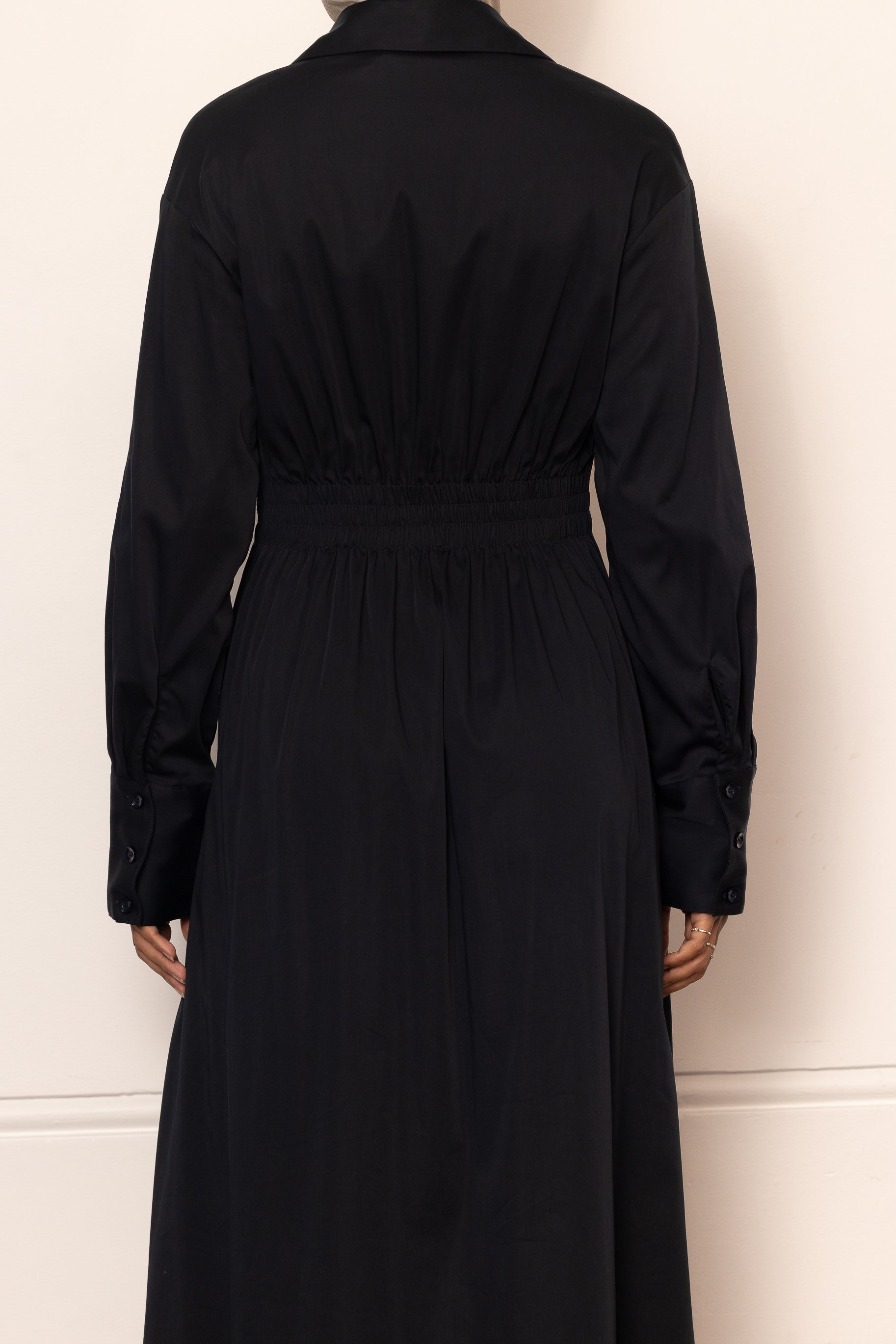 Aaliyah Cotton Shirt Dress - Navy