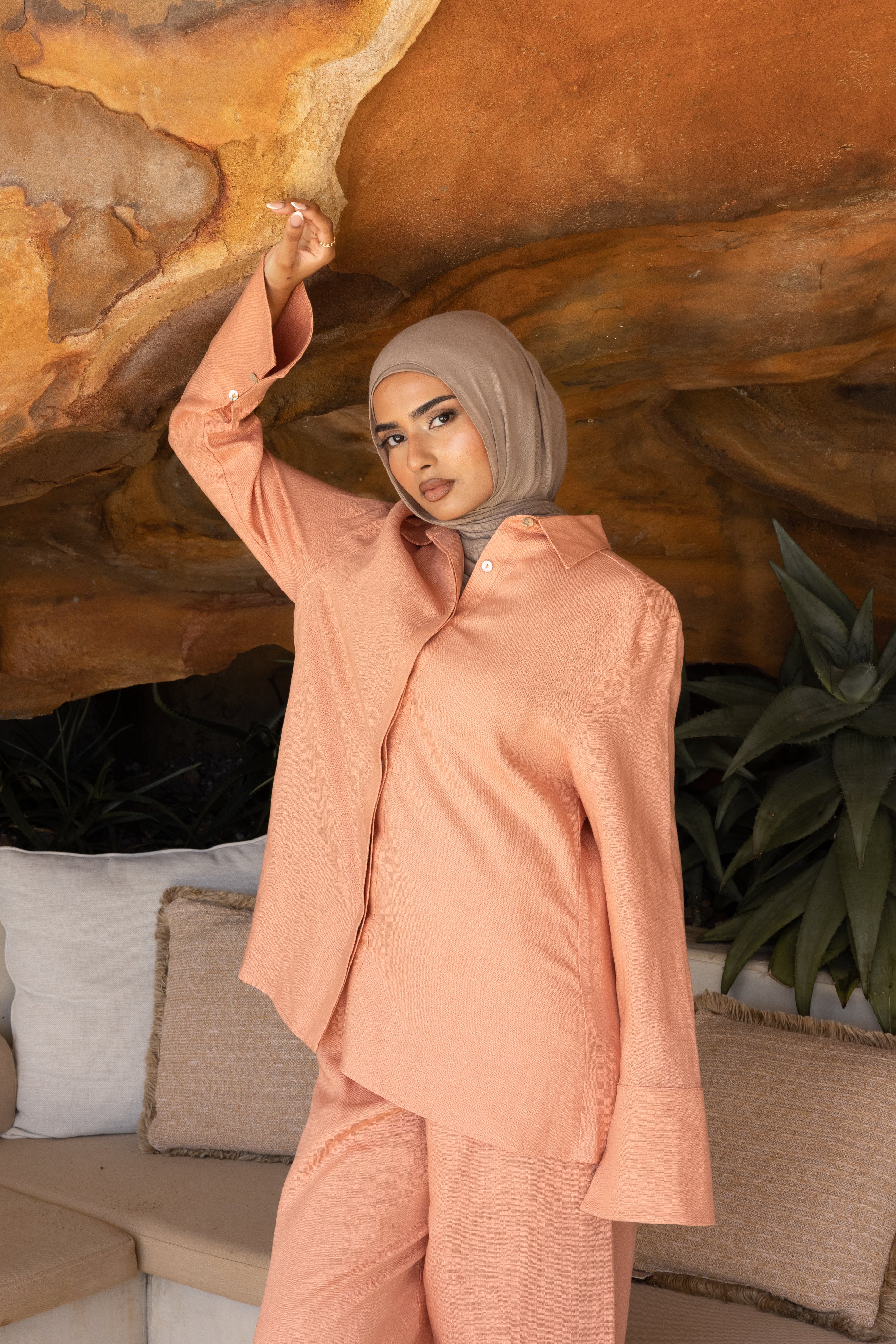 Gianna Button Up Shirt - Peach