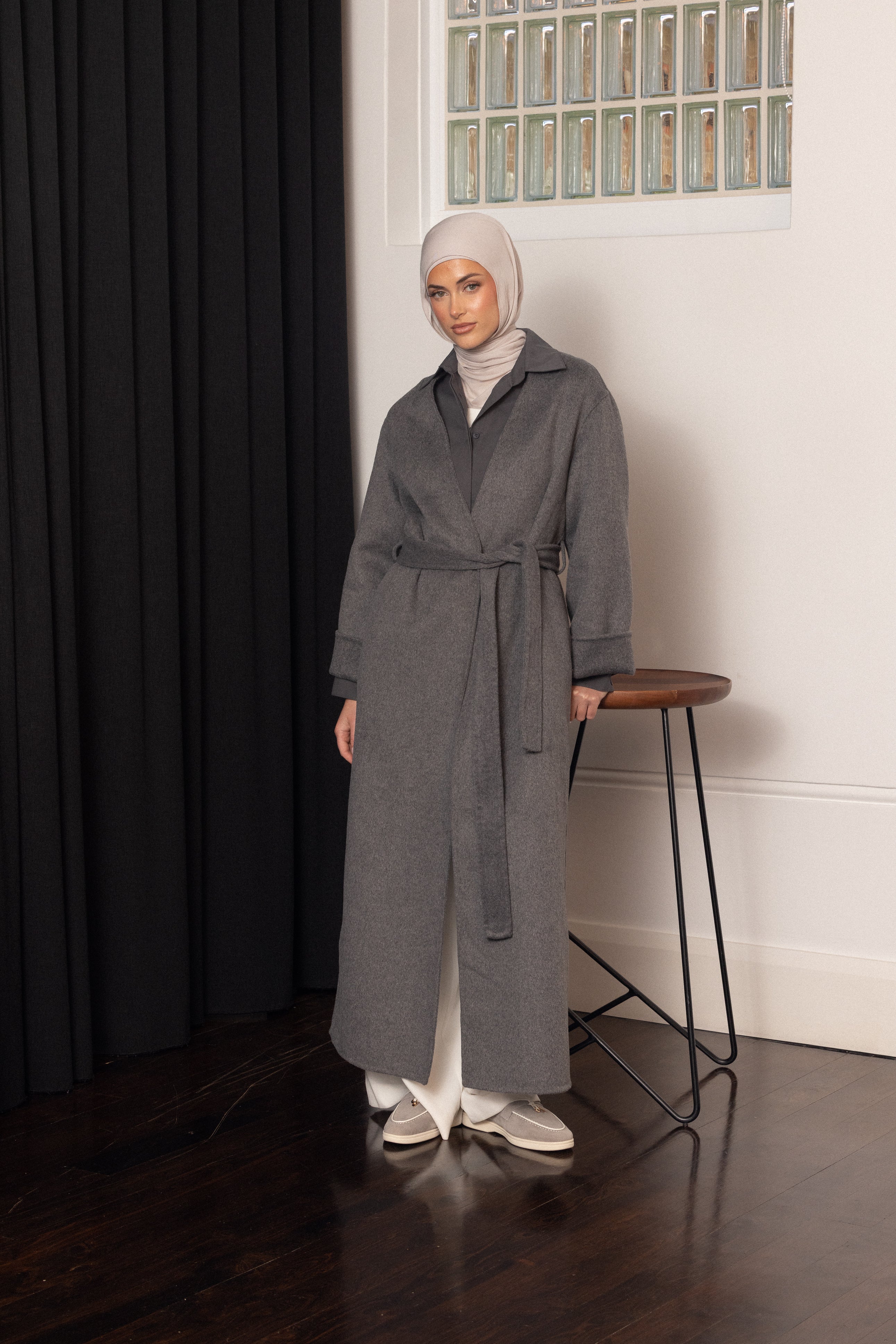Tara Longline Coat - Charcoal