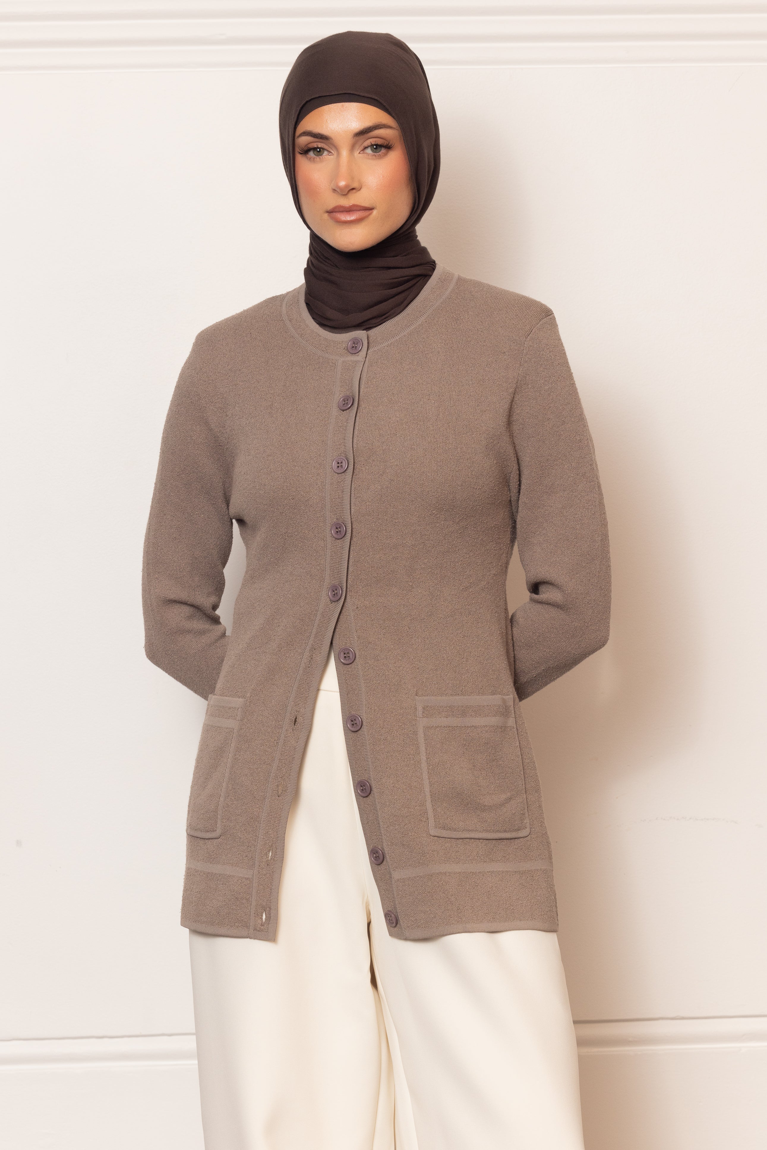 Batul Boucle Cardigan - Taupe