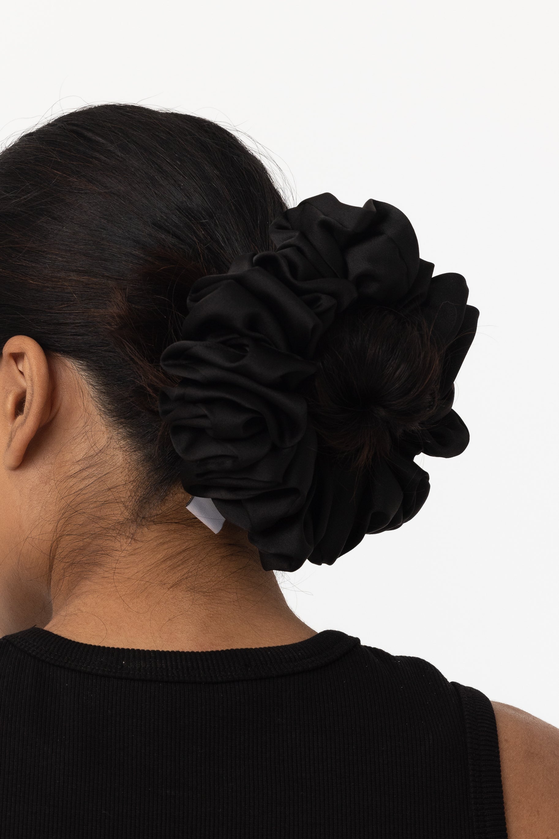 Satin Hair Scrunchie - Black