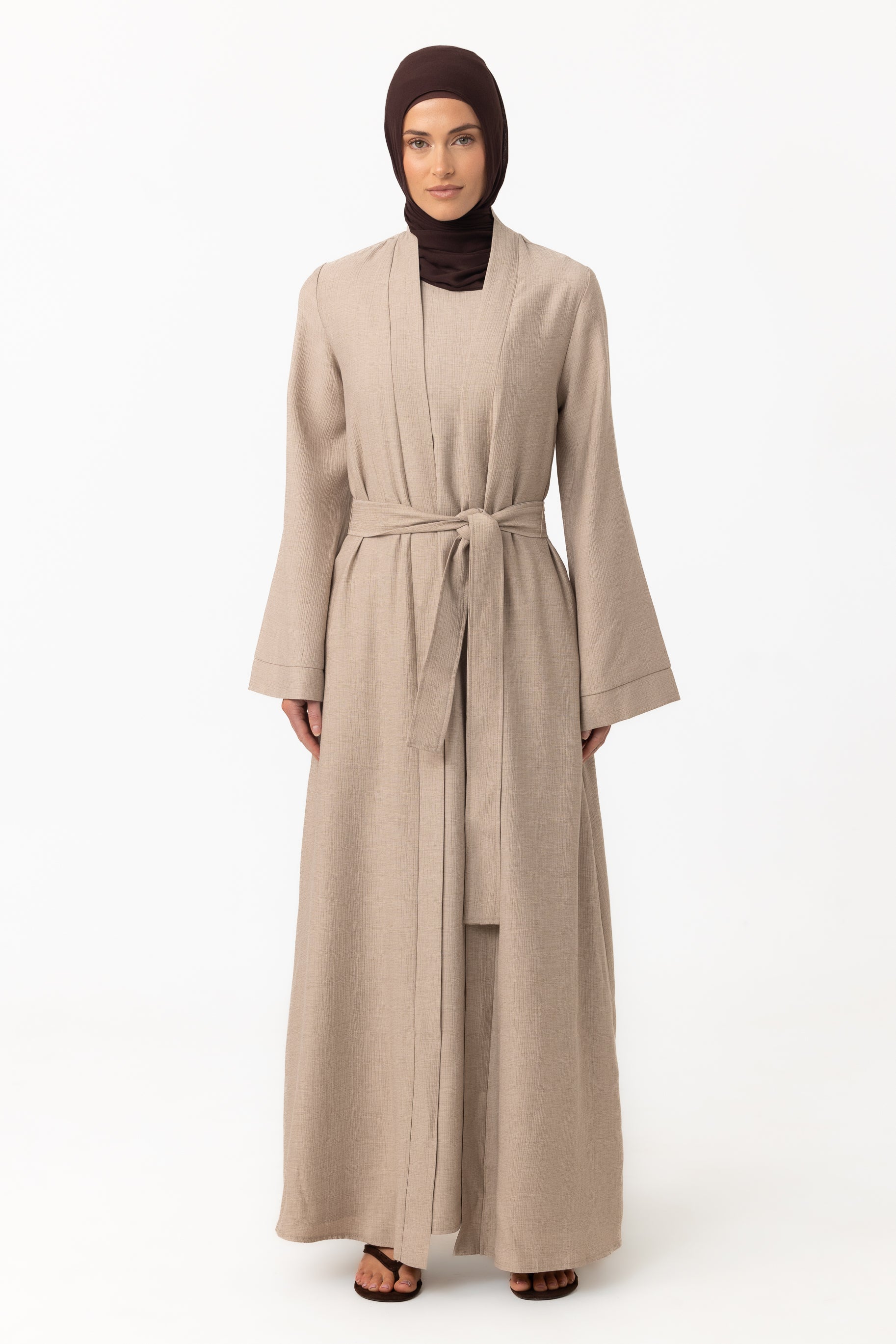 Leen Open Abaya Set - Taupe