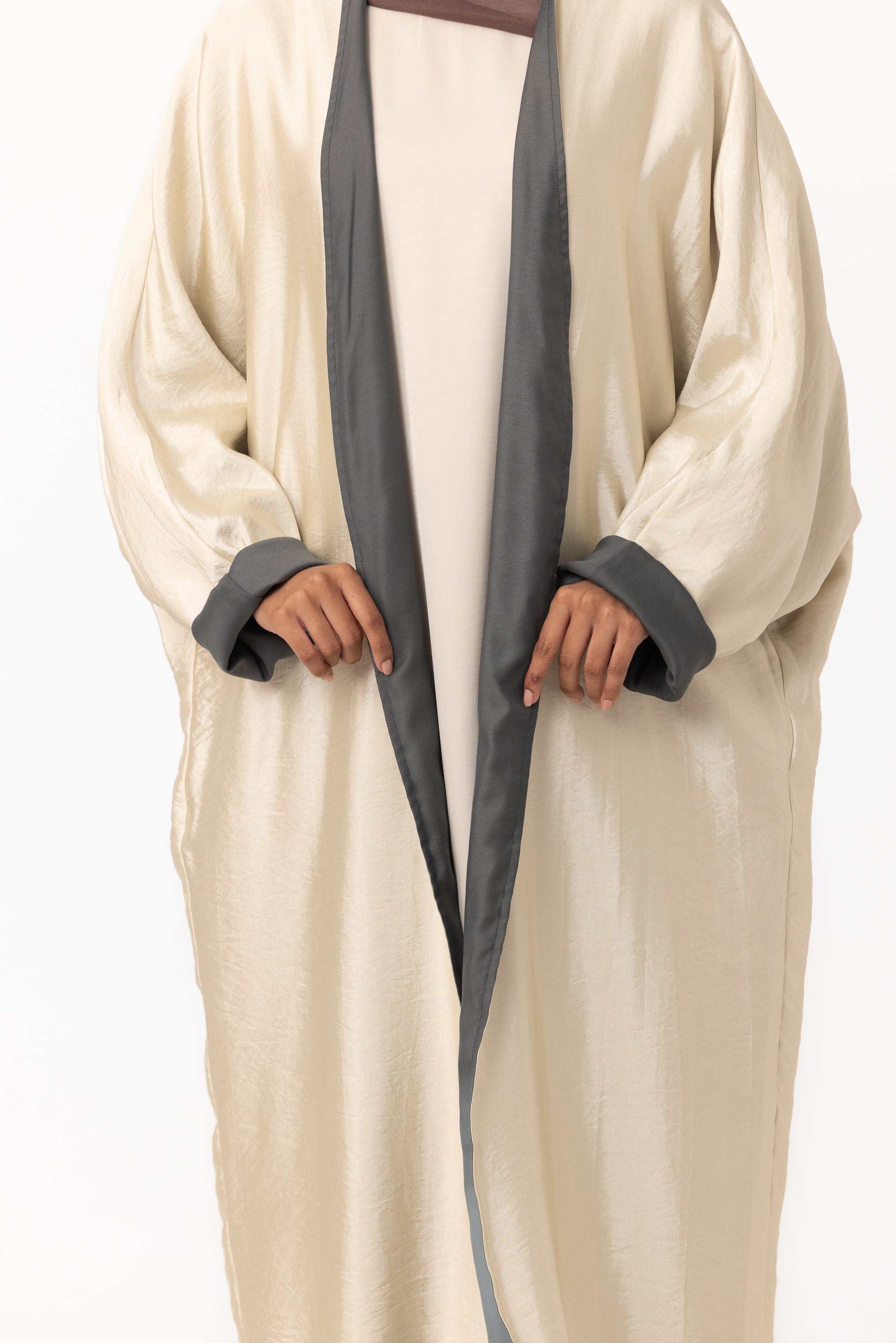 Two Tone Open Abaya - Teal Quartz