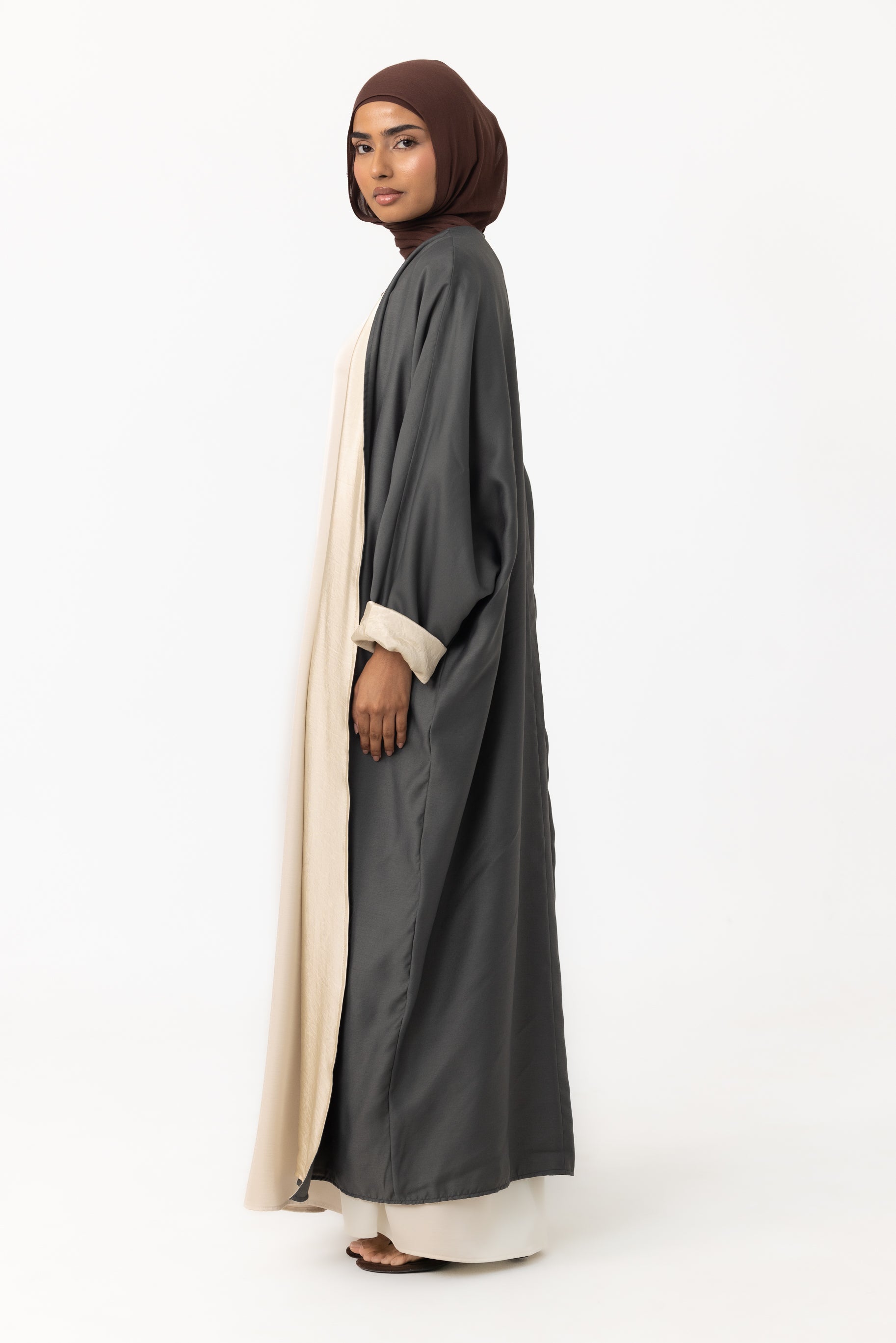 Two Tone Open Abaya - Teal Quartz