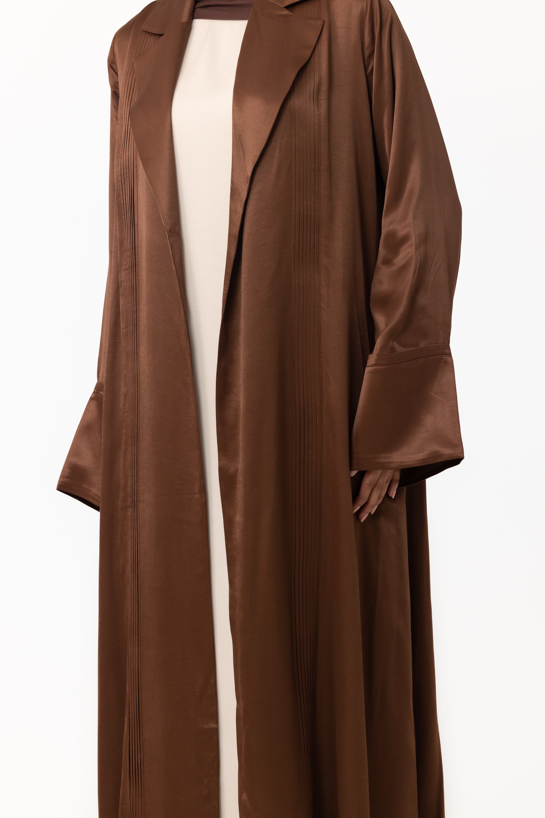 Sasha Satin Open Abaya - Copper