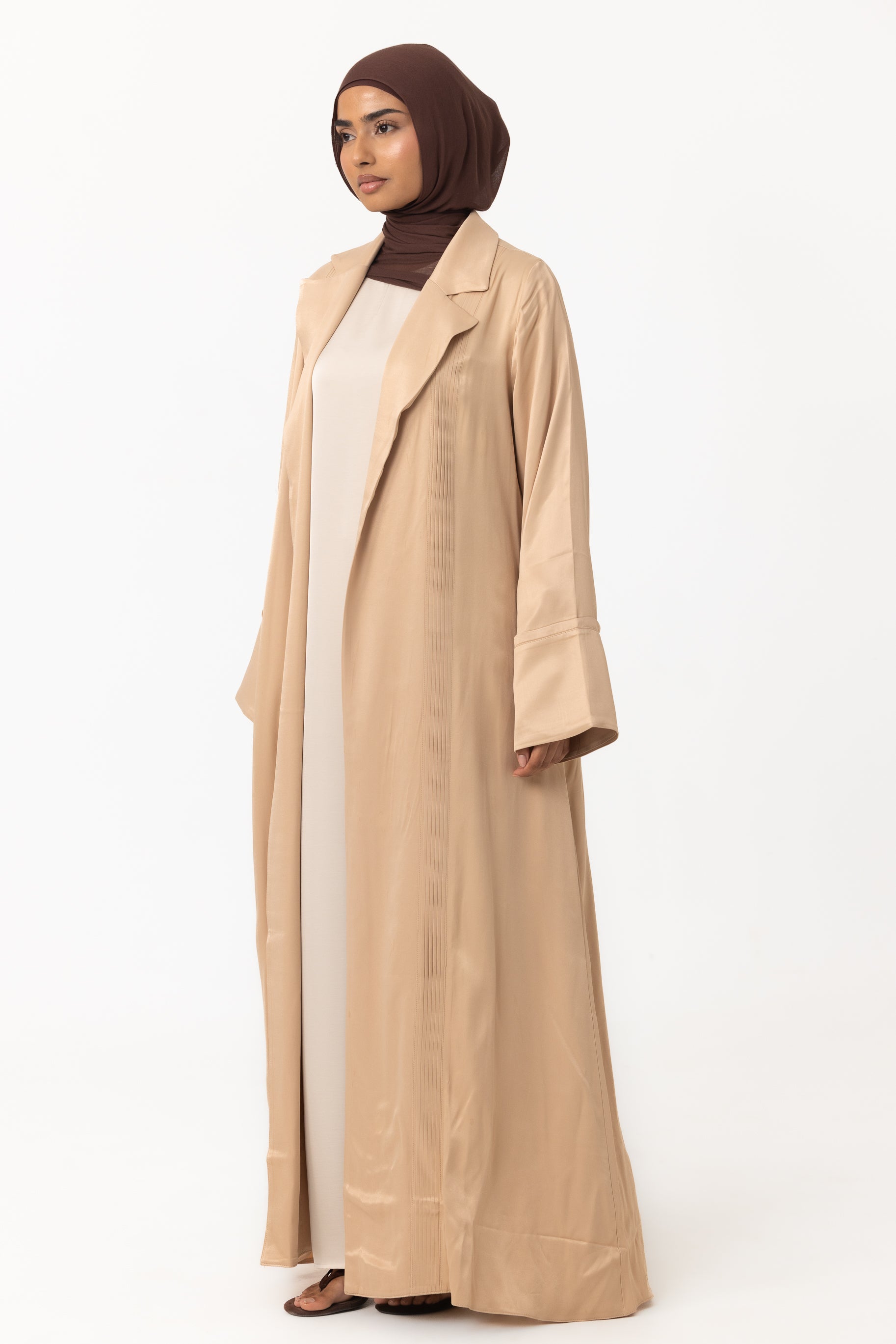 Sasha Satin Open Abaya - Taupe