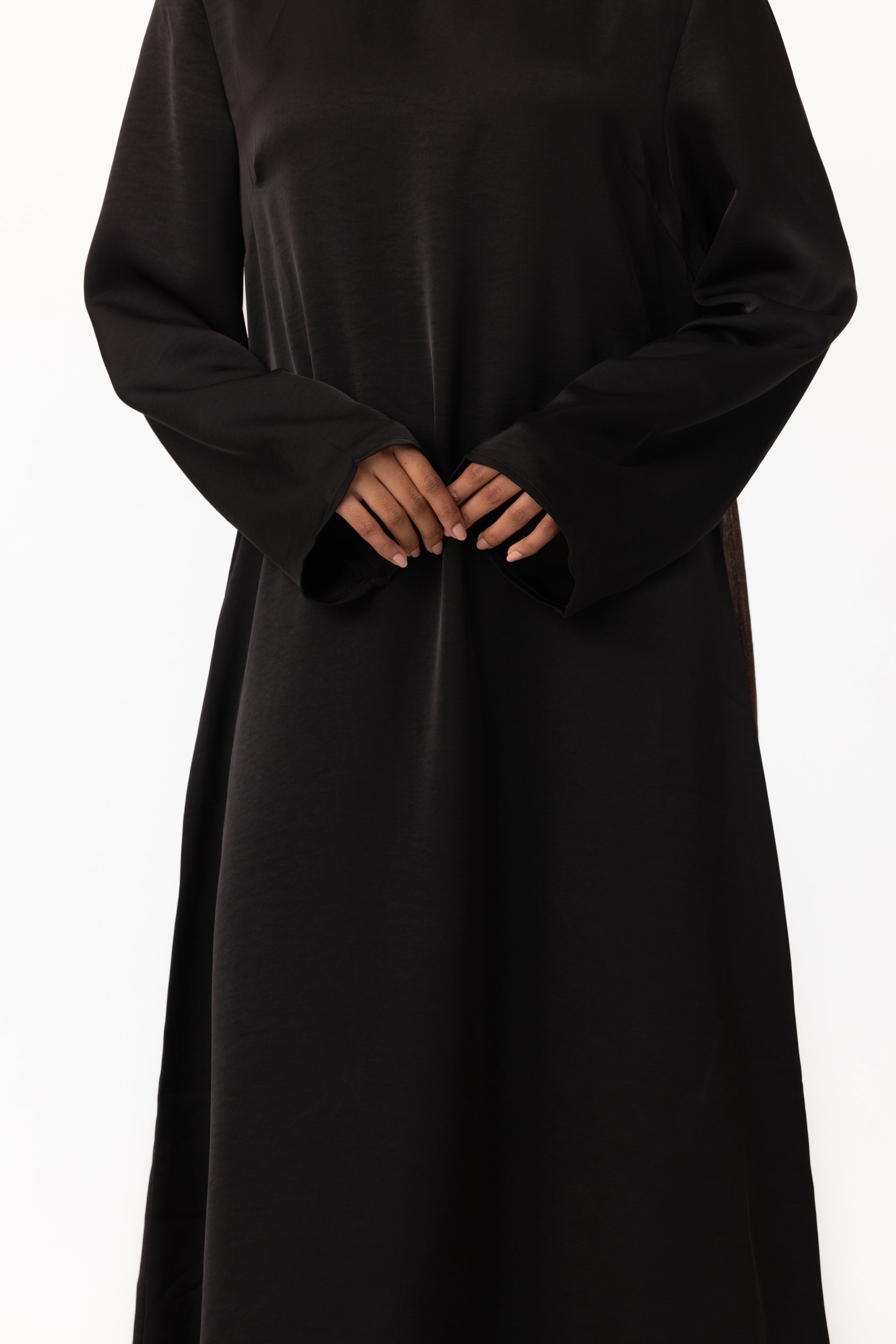 Saylor Satin Slip Dress - Black