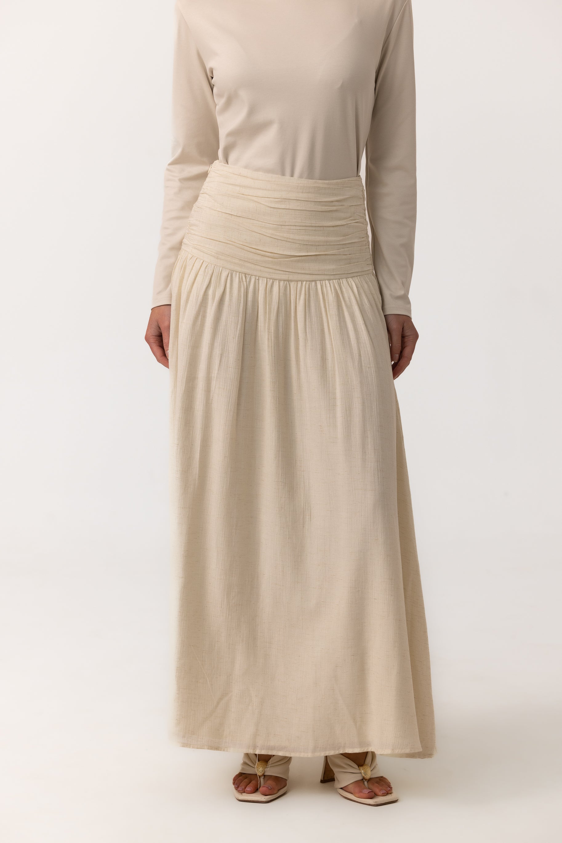 Noelle Ruched Skirt - Pearl