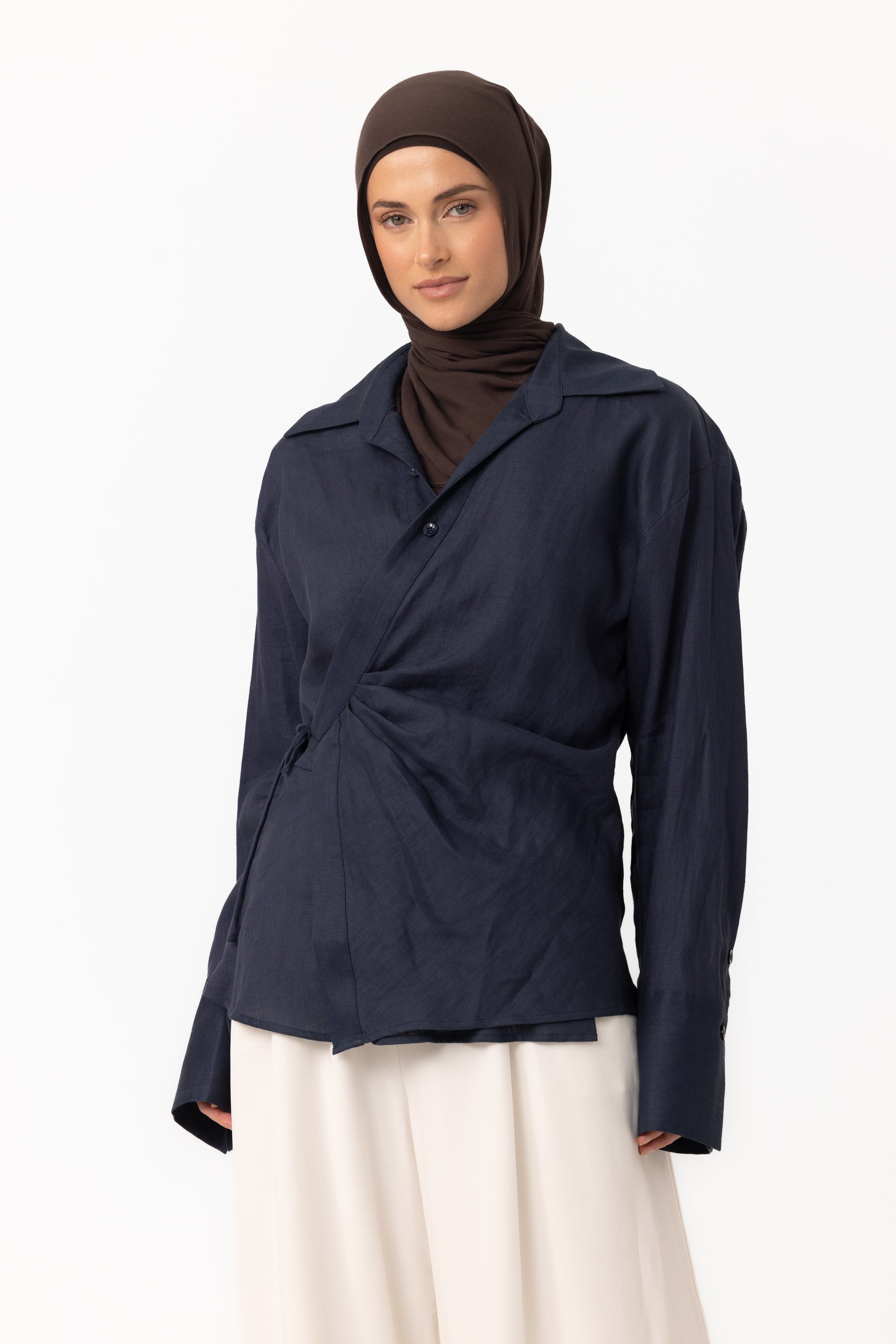 Siara Wrap Shirt - Navy