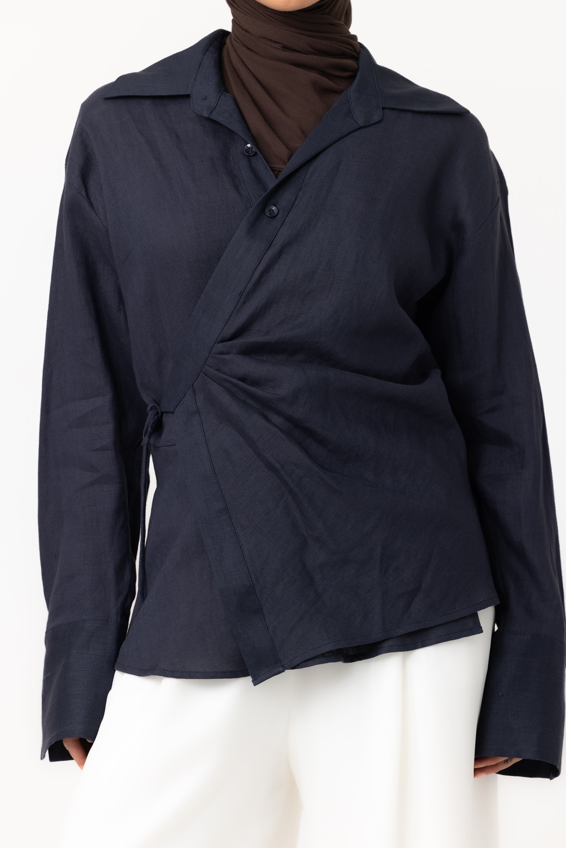 Siara Wrap Shirt - Navy