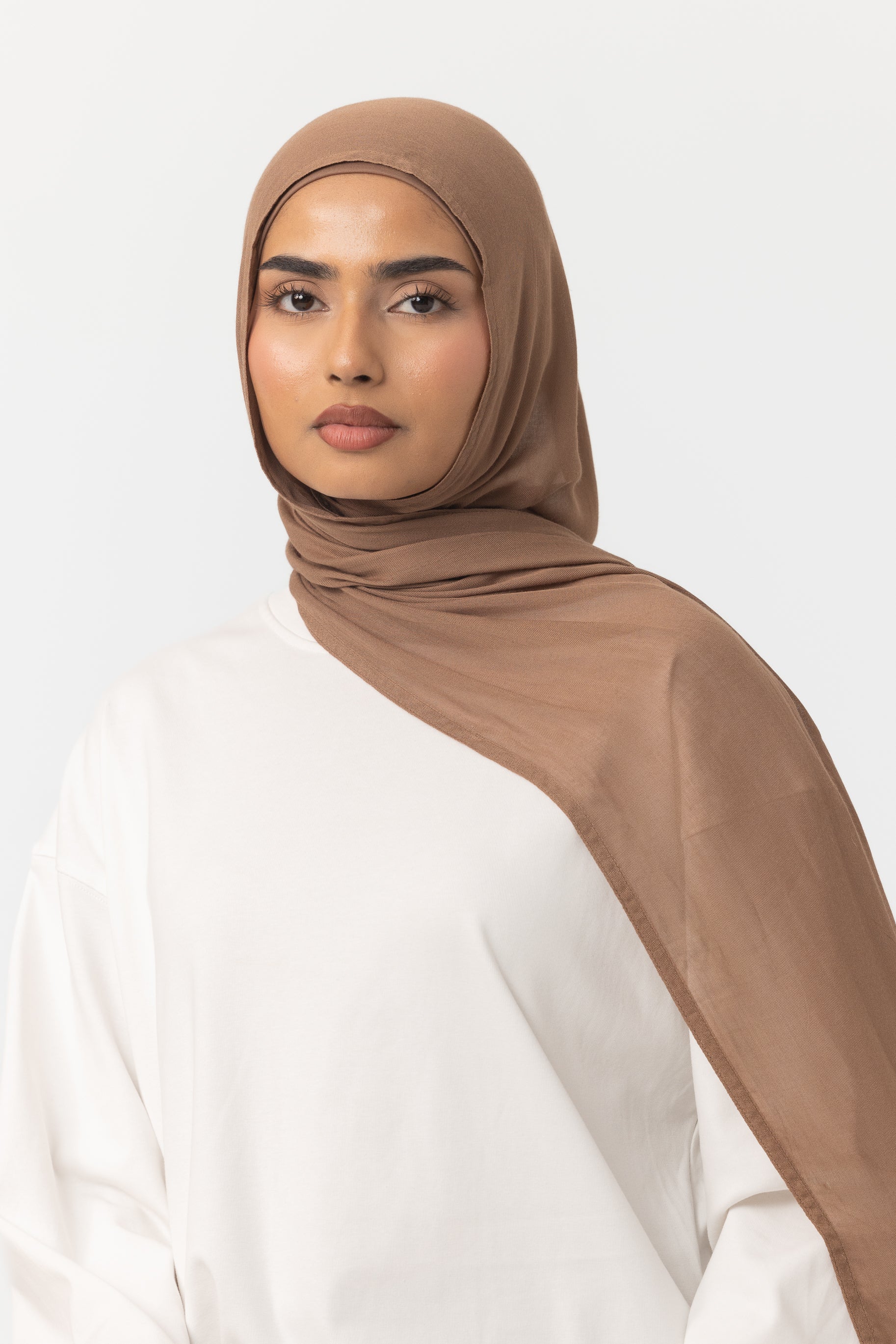 Double Stitched Modal Hijab Set - Truffle