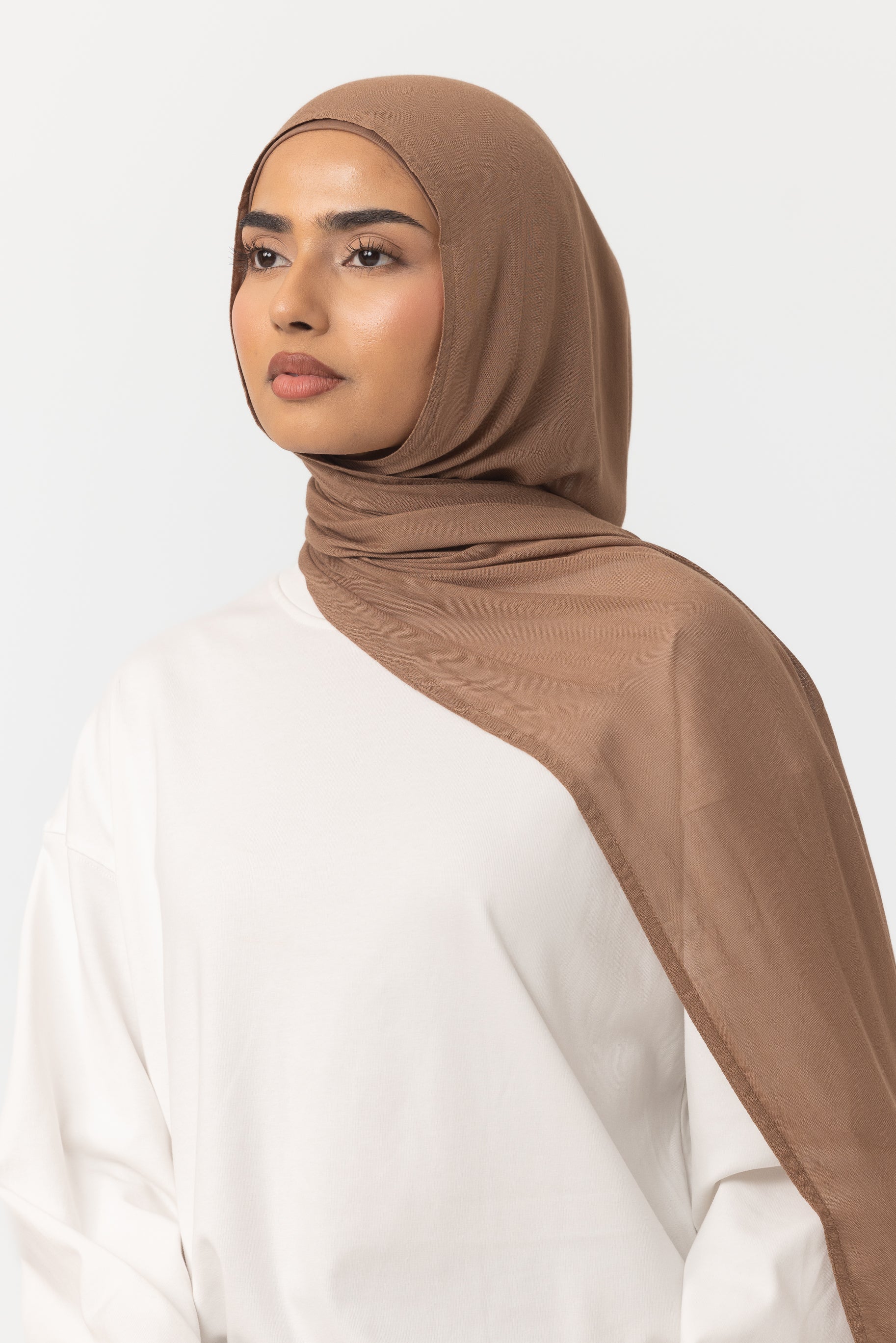 Double Stitched Modal Hijab Set - Truffle