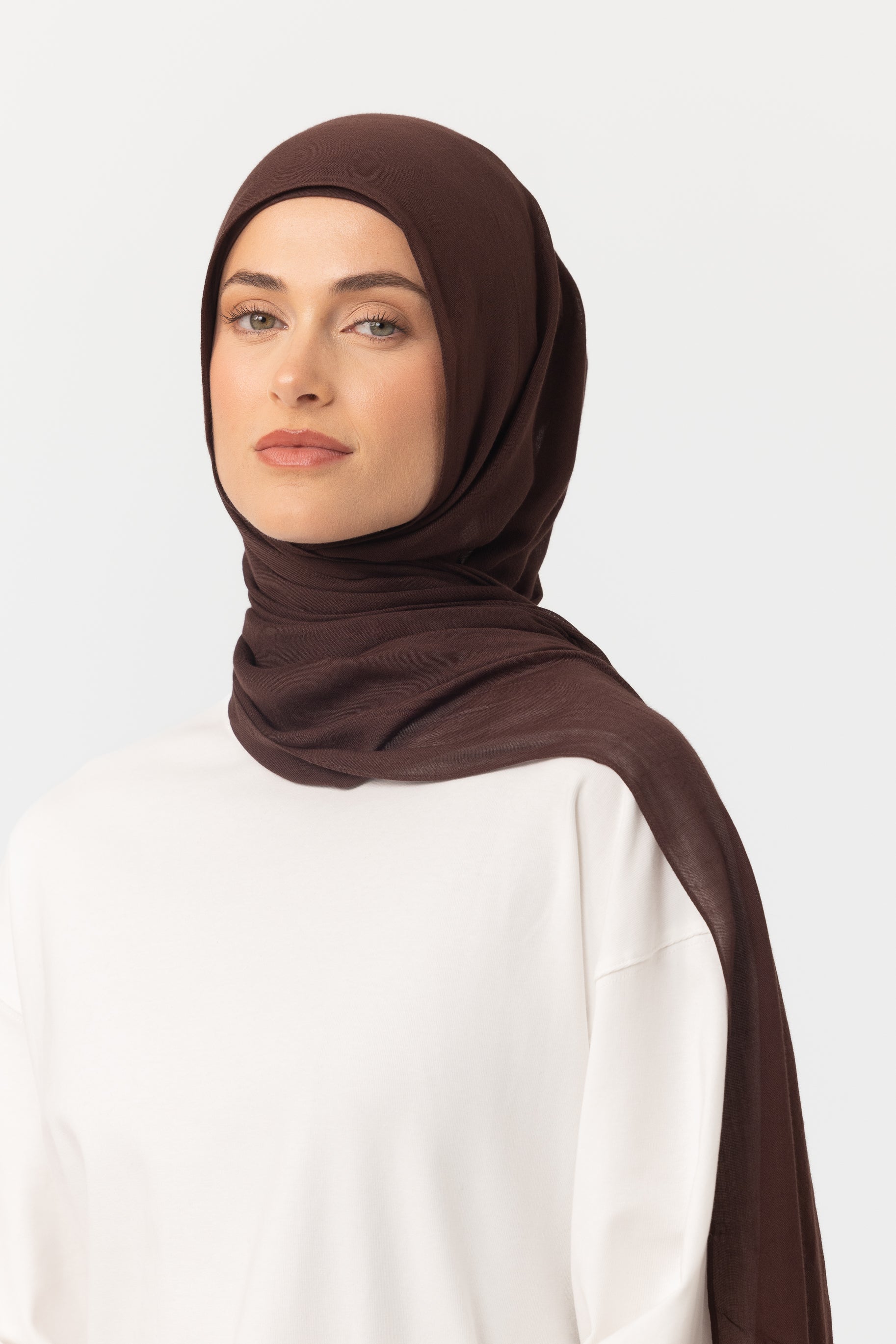 Single Stitched Modal Hijab Set - Chocolate