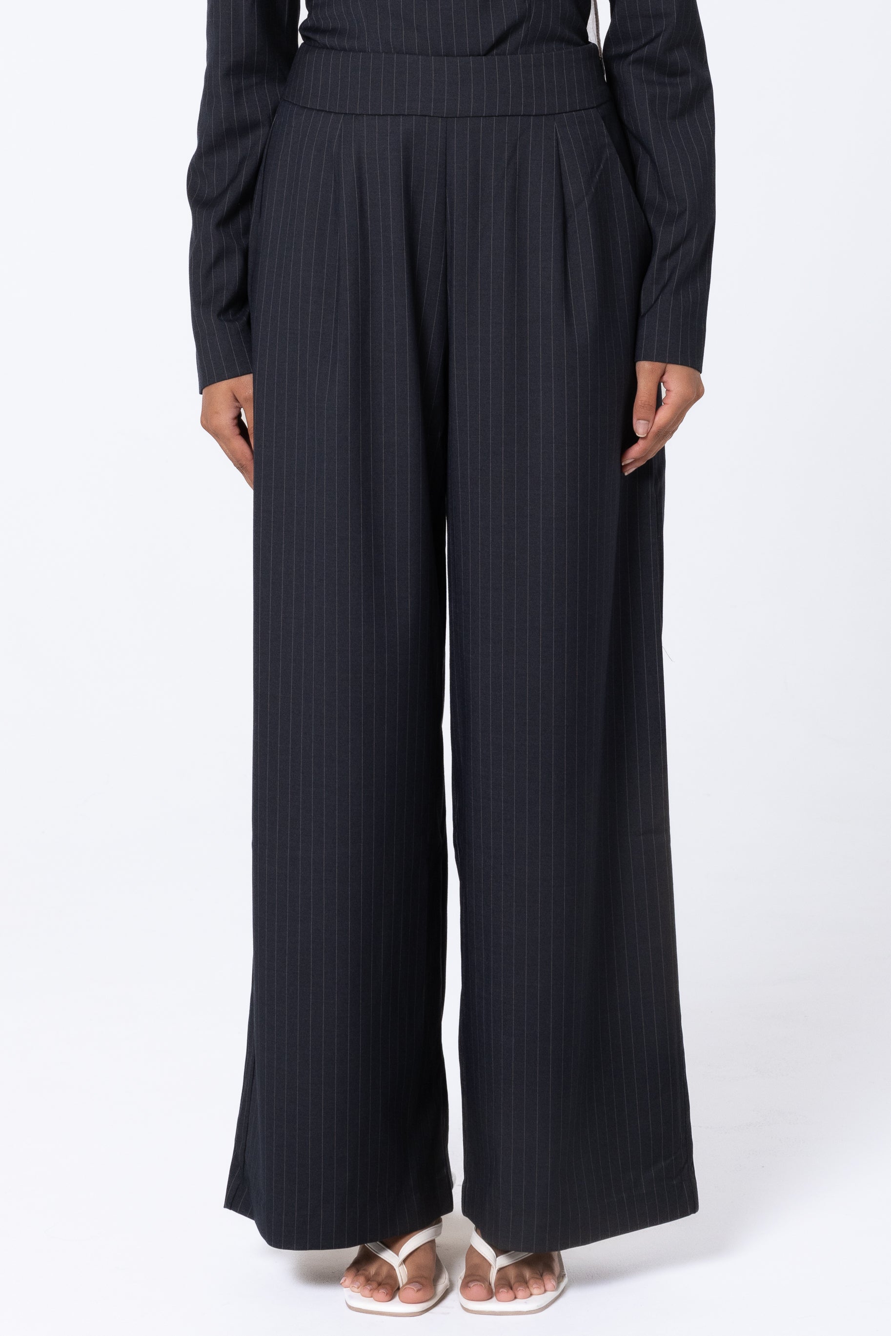 Tailored Pinstripe Pants - Midnight Blue