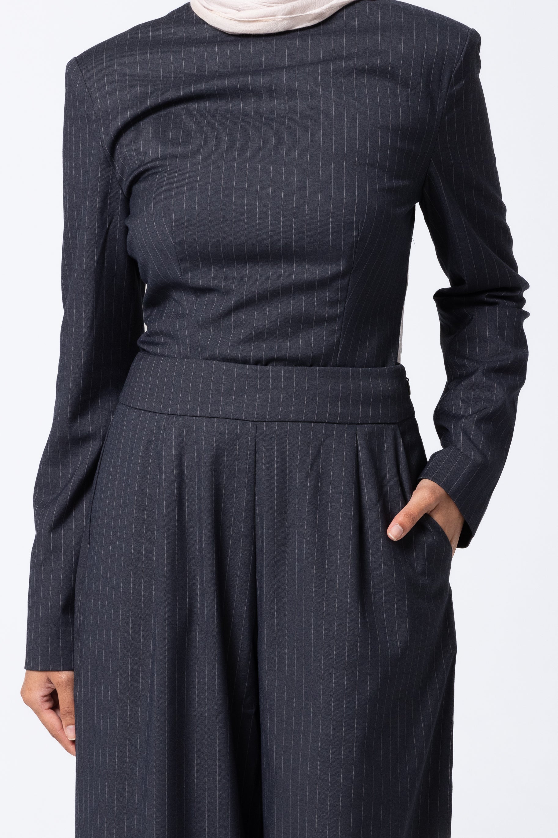 Tailored Pinstripe Pants - Midnight Blue