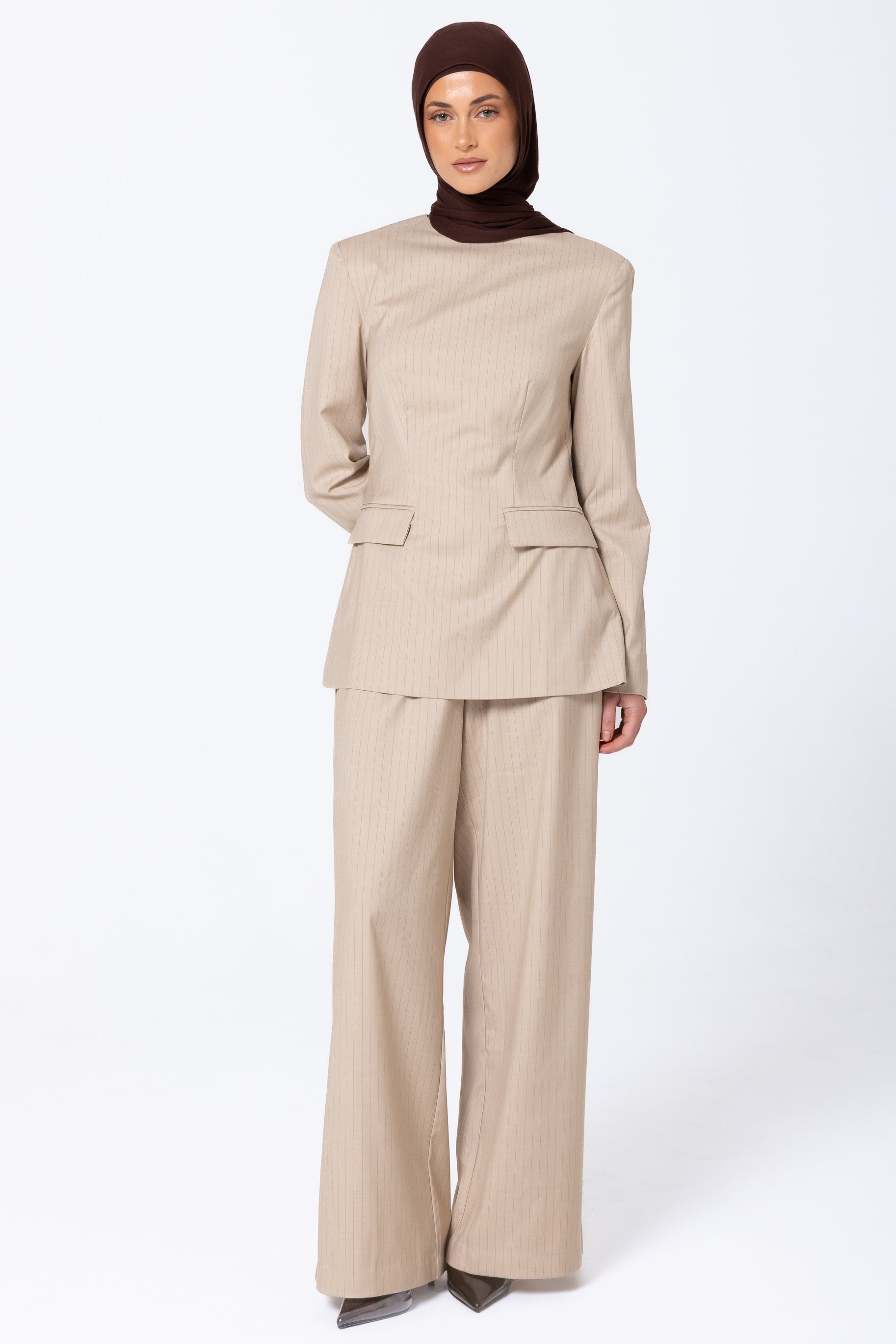 Tailored Pinstripe Pants - Sand