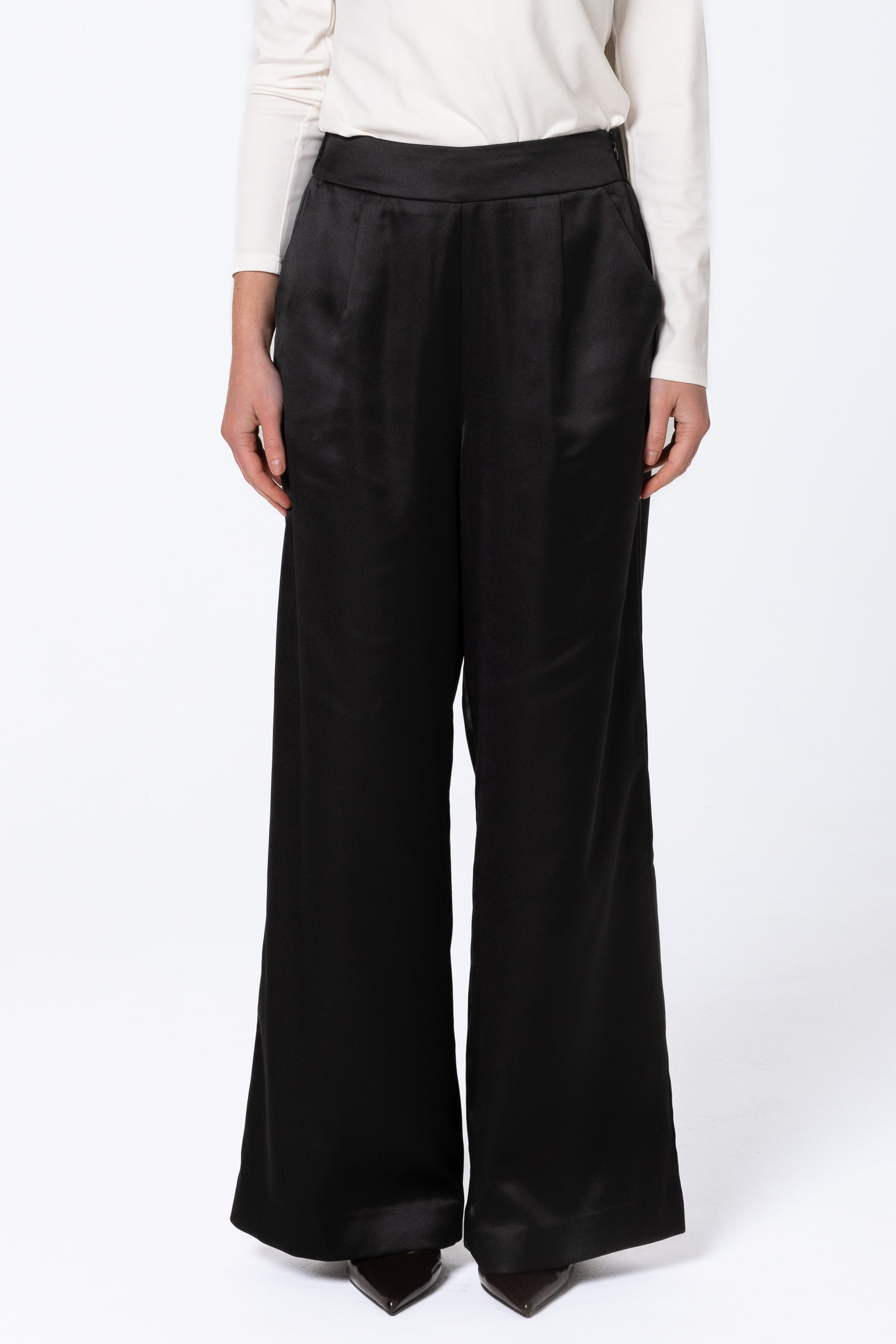 Sabrina Satin Pants - Black