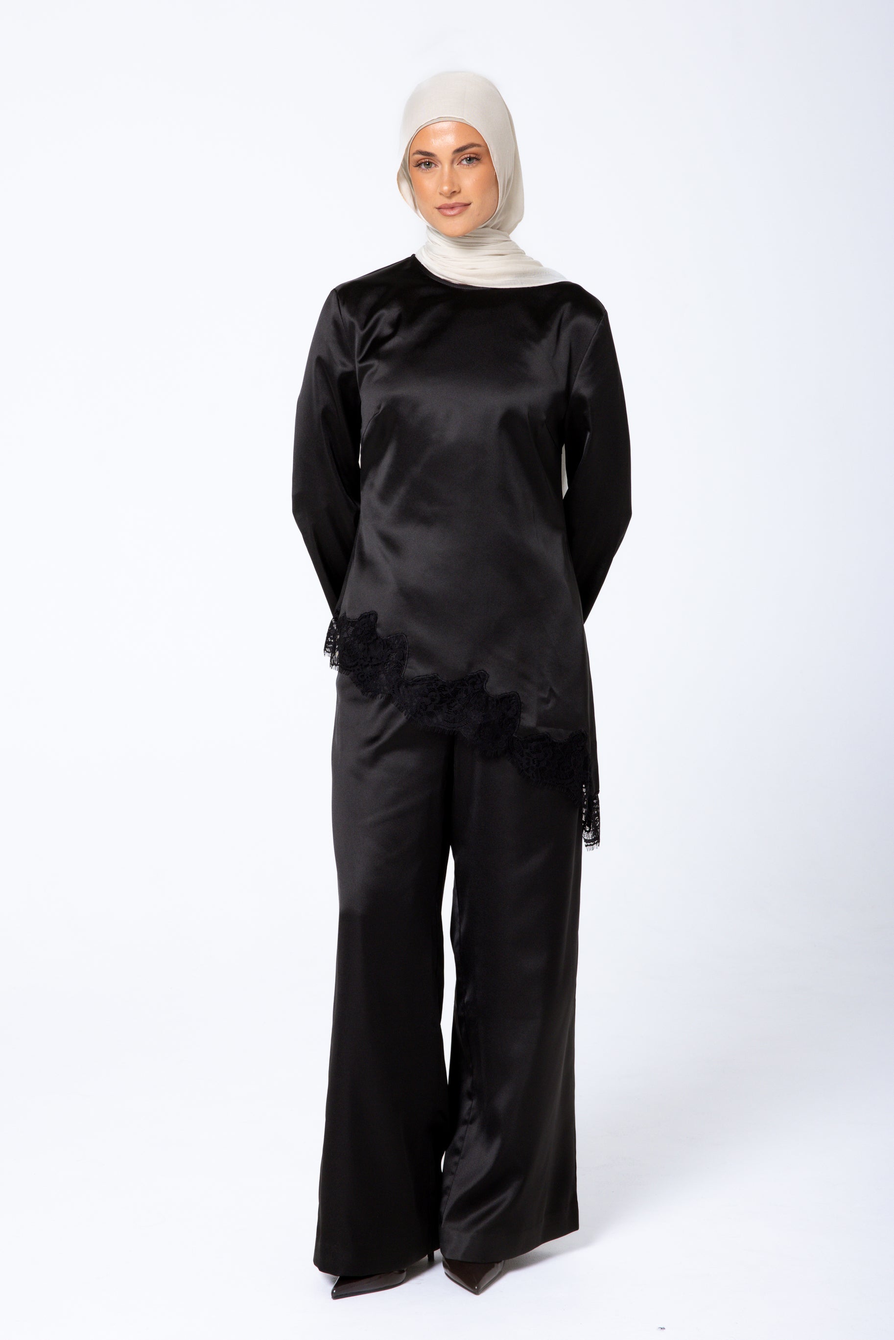 Sabrina Satin Pants - Black
