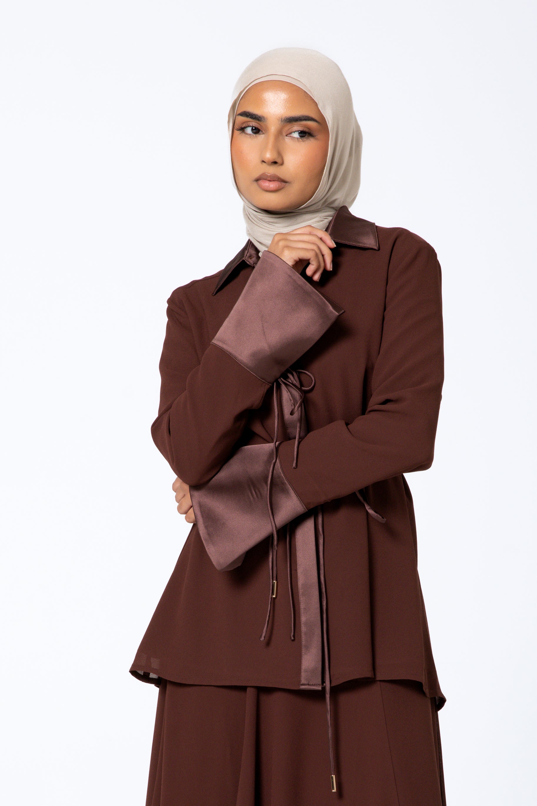 Chiffon Button Up Blouse - Fudge