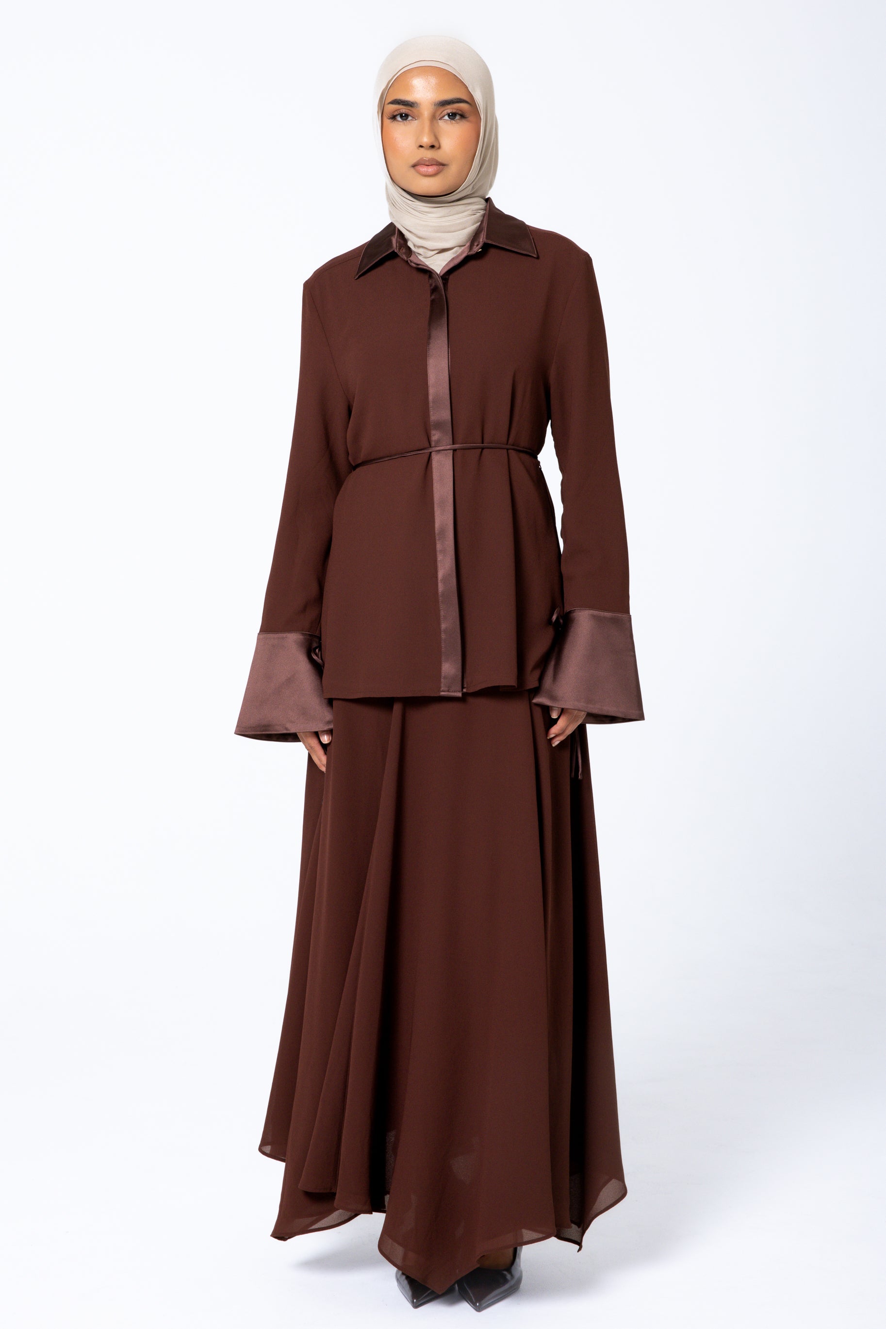 Chiffon Button Up Blouse - Fudge