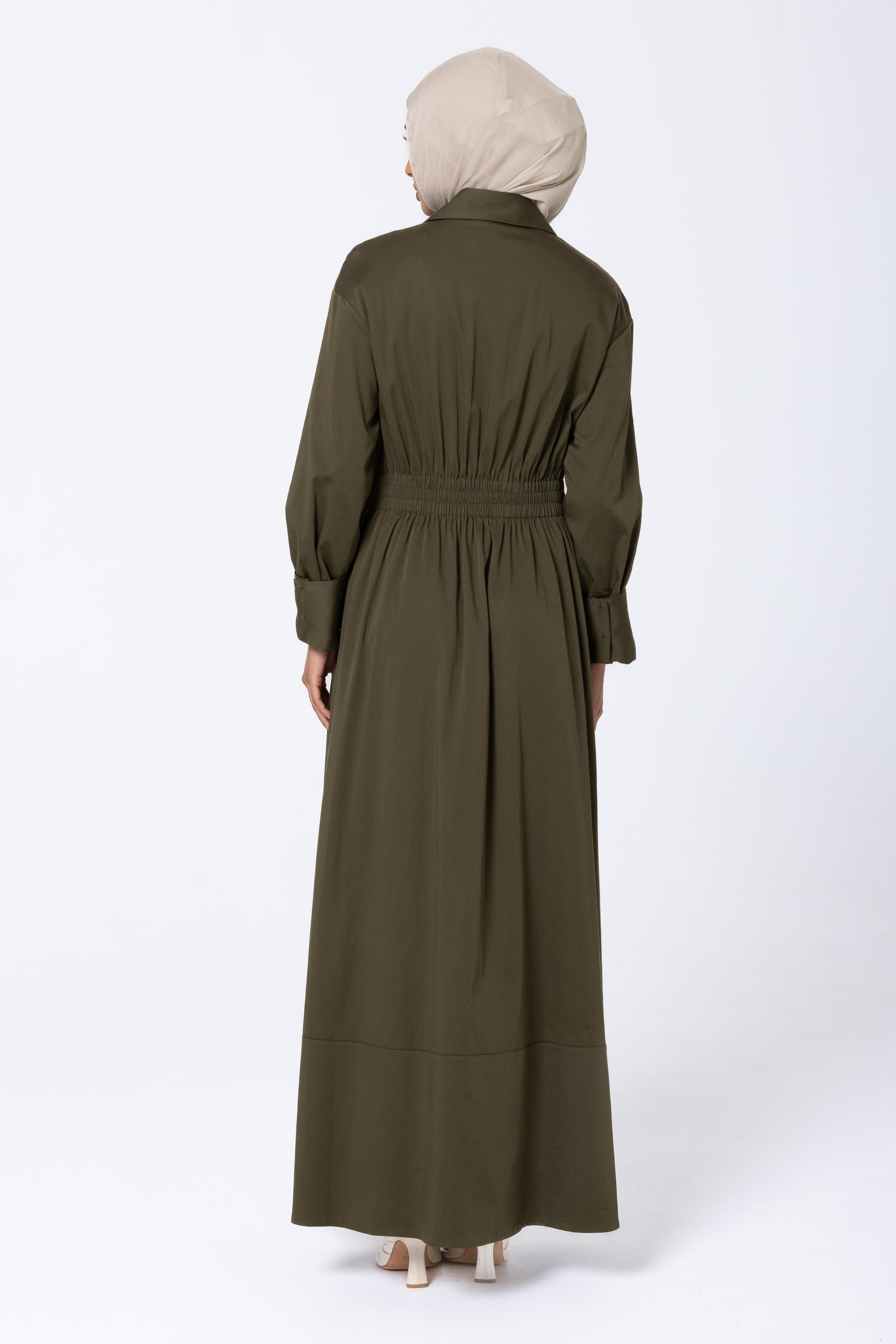 Aaliyah Cotton Shirt Dress - Olive
