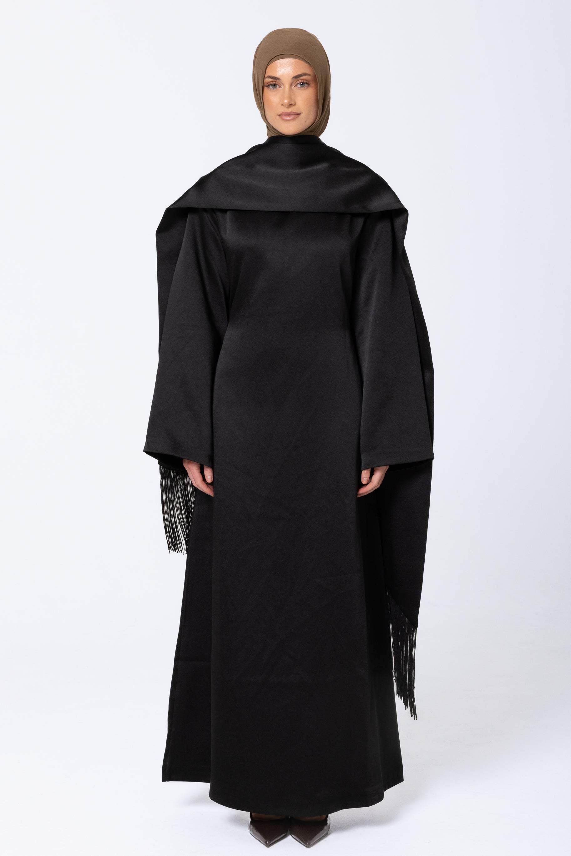 Stella Tassel Scarf Dress - Black