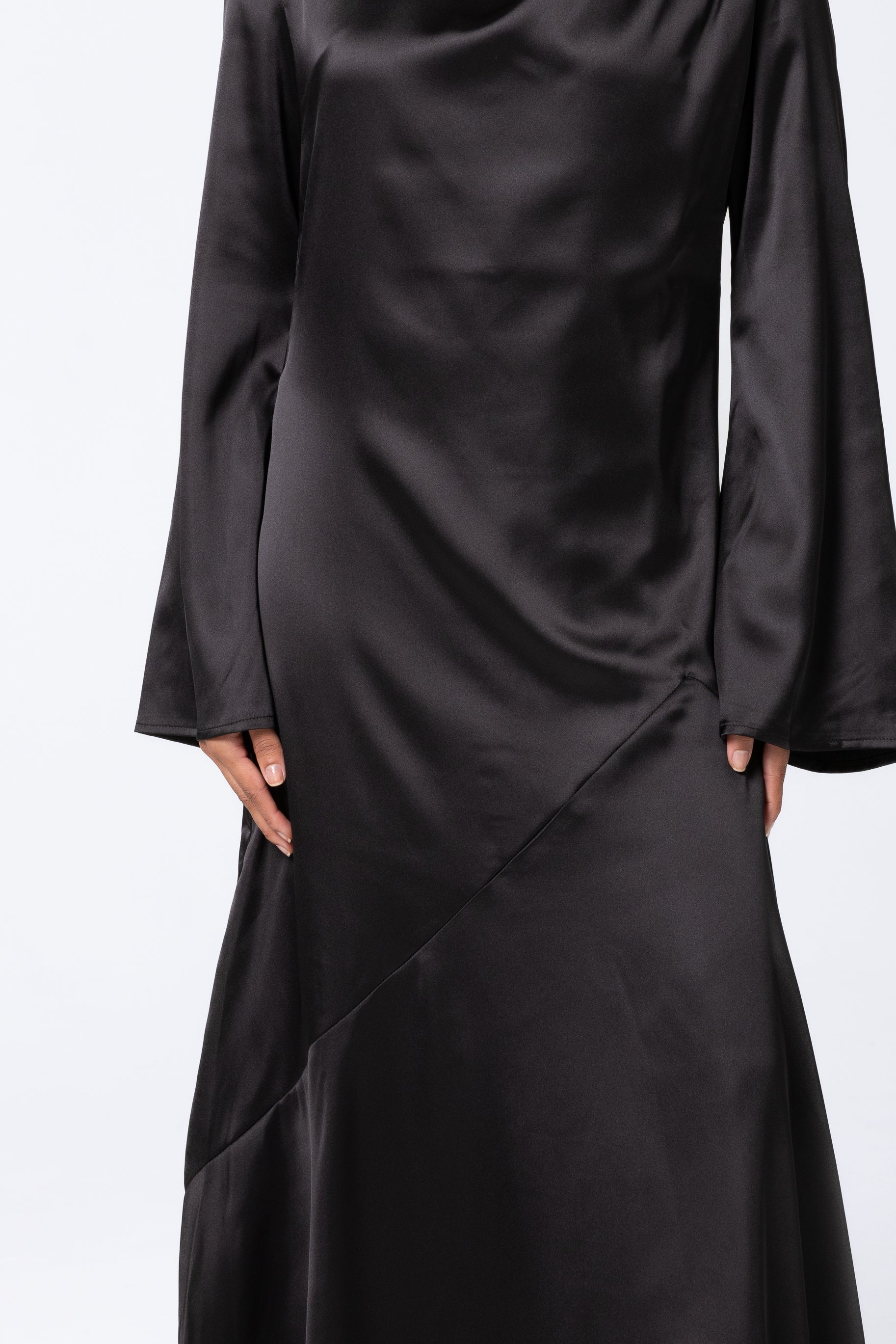 Solaria Satin Dress - Black