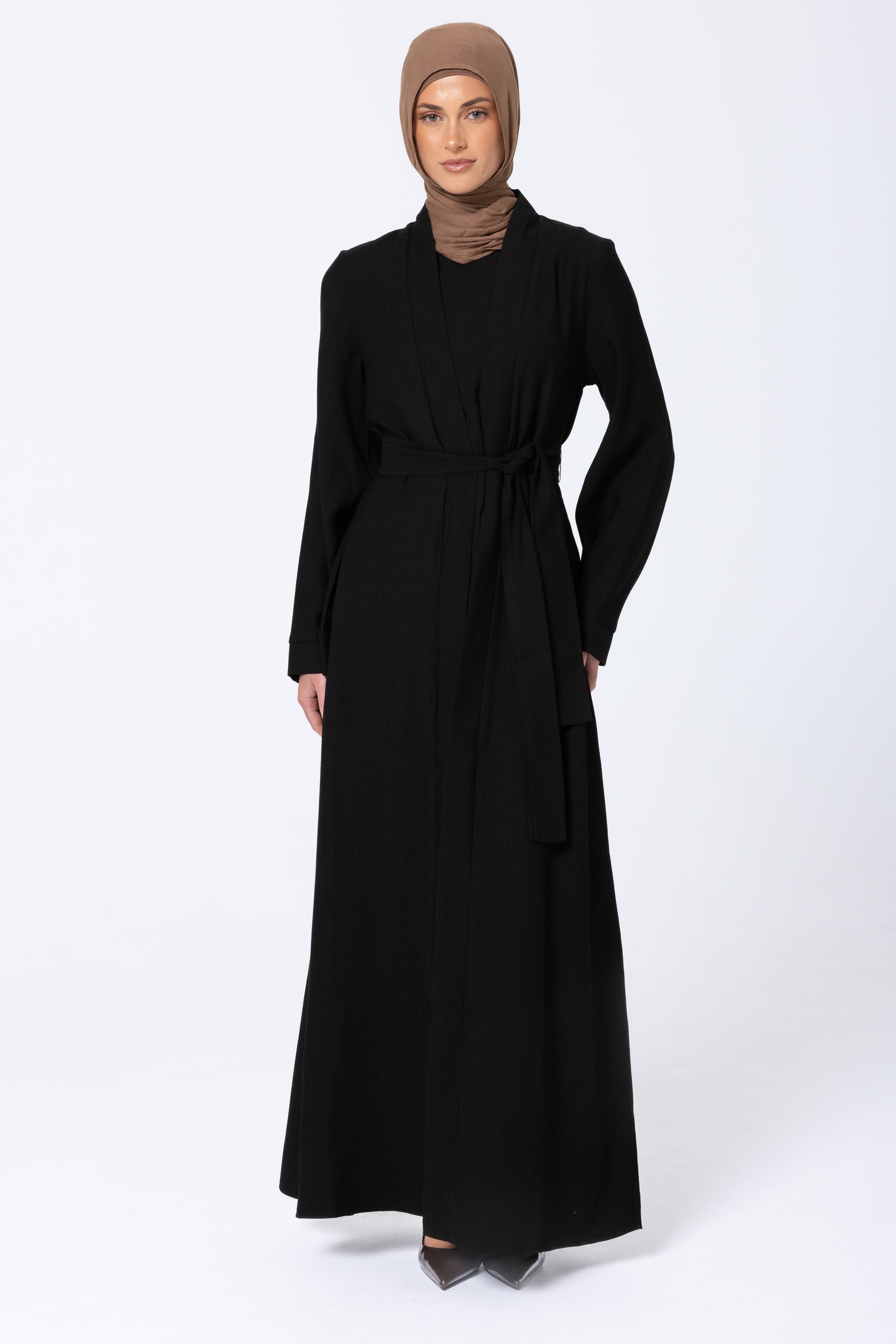 Leen Open Abaya Set - Black