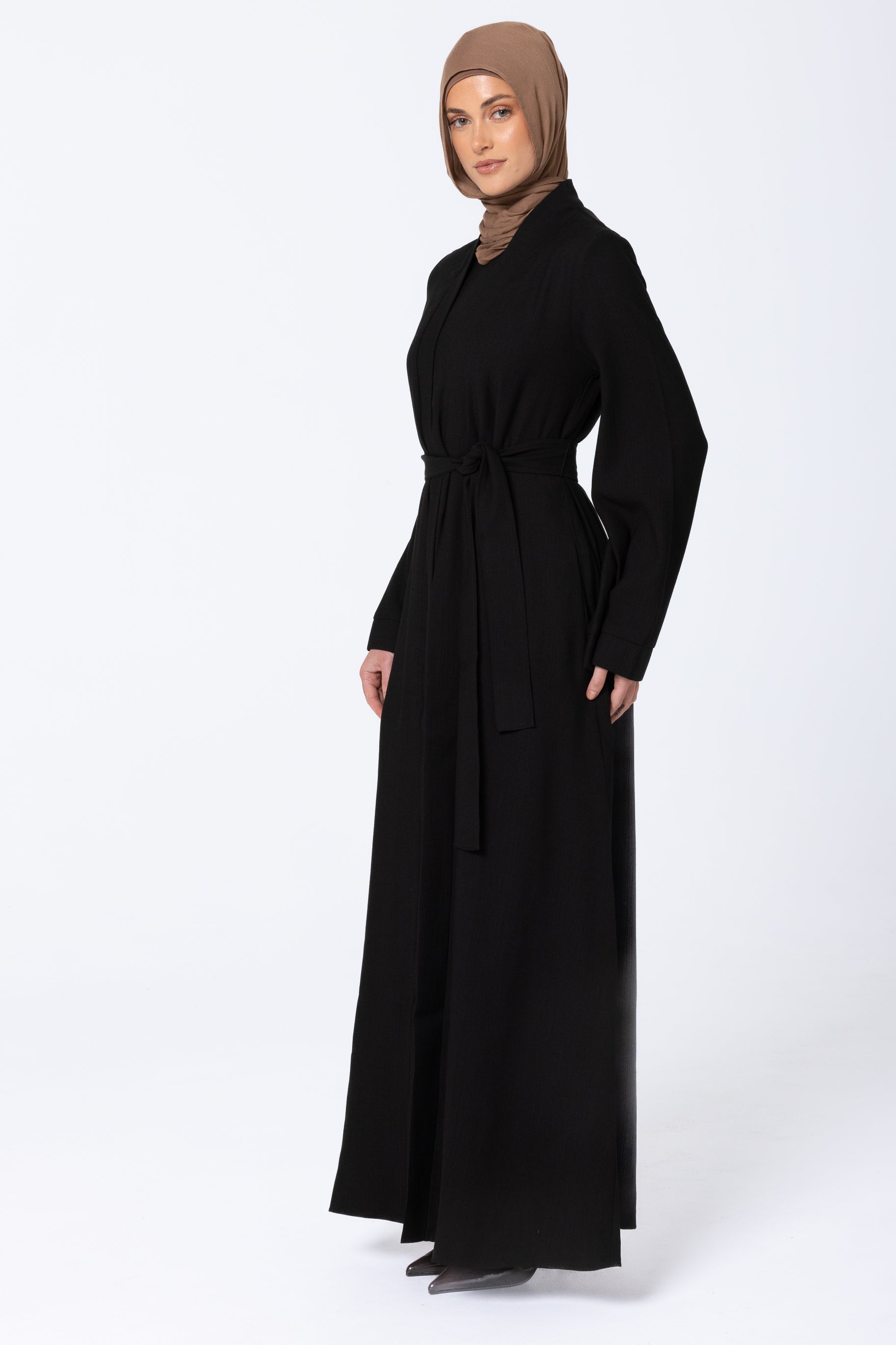 Leen Open Abaya Set - Black