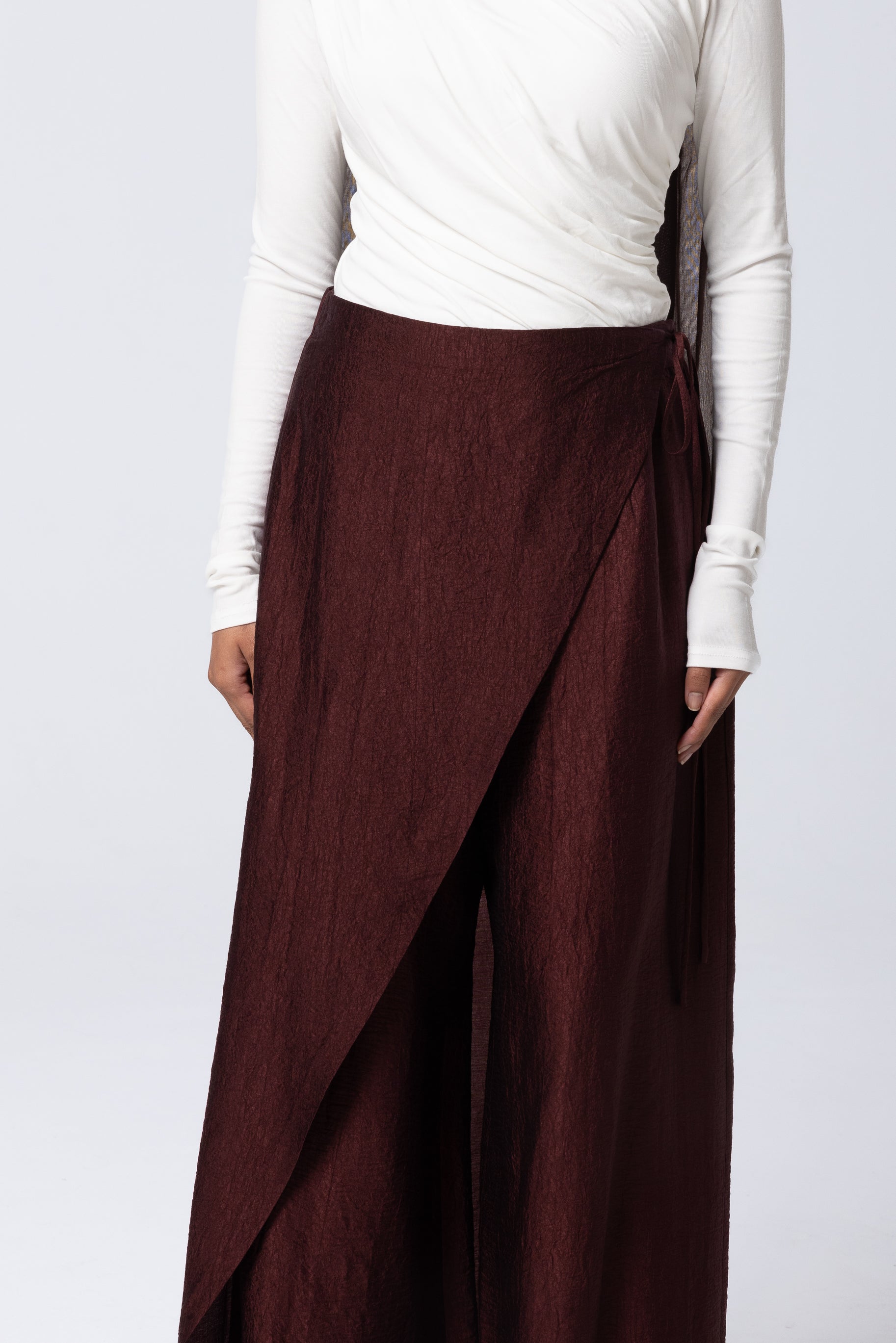 Yasmin Wrap Pants - Deep Crimson