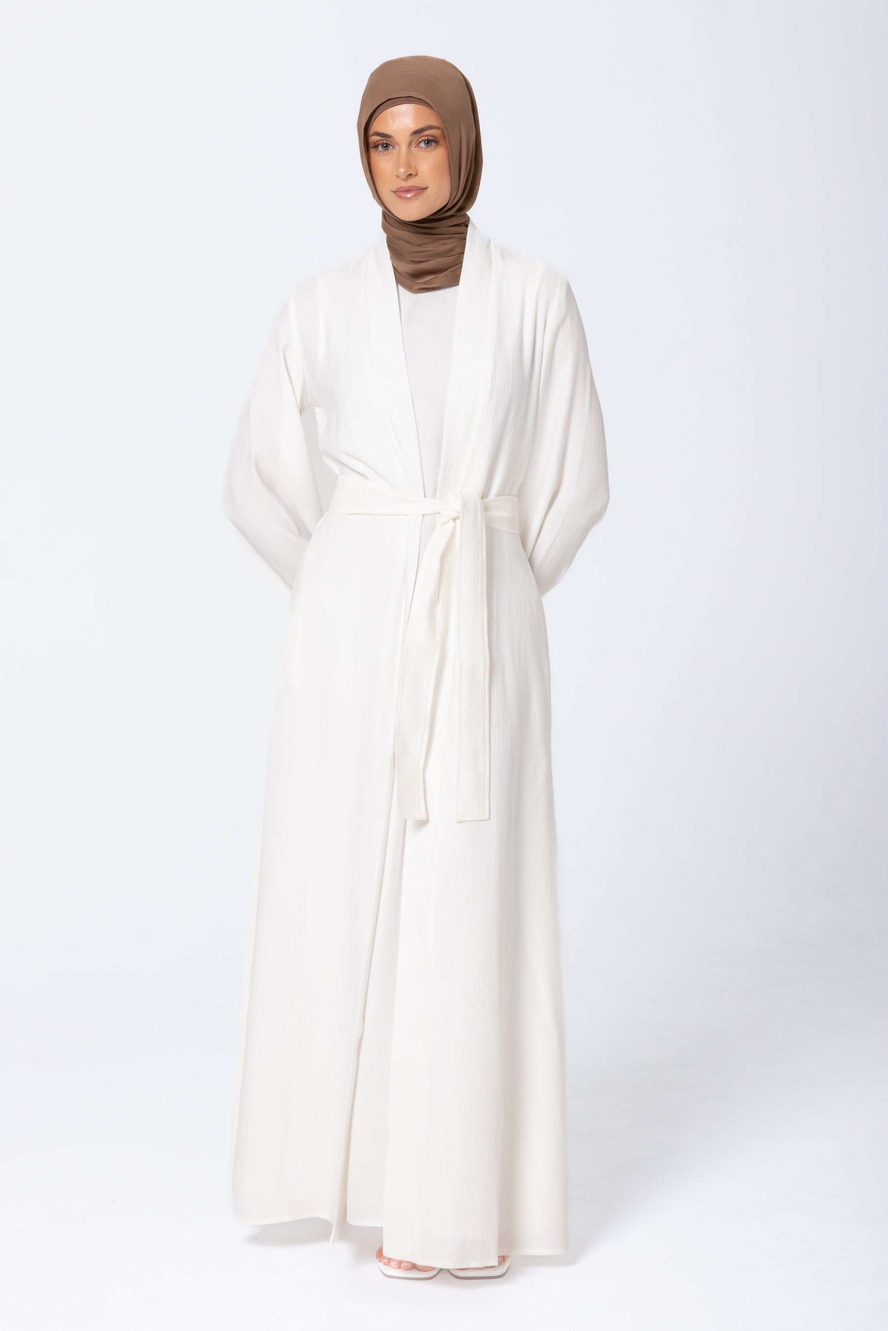 Leen Open Abaya Set - White