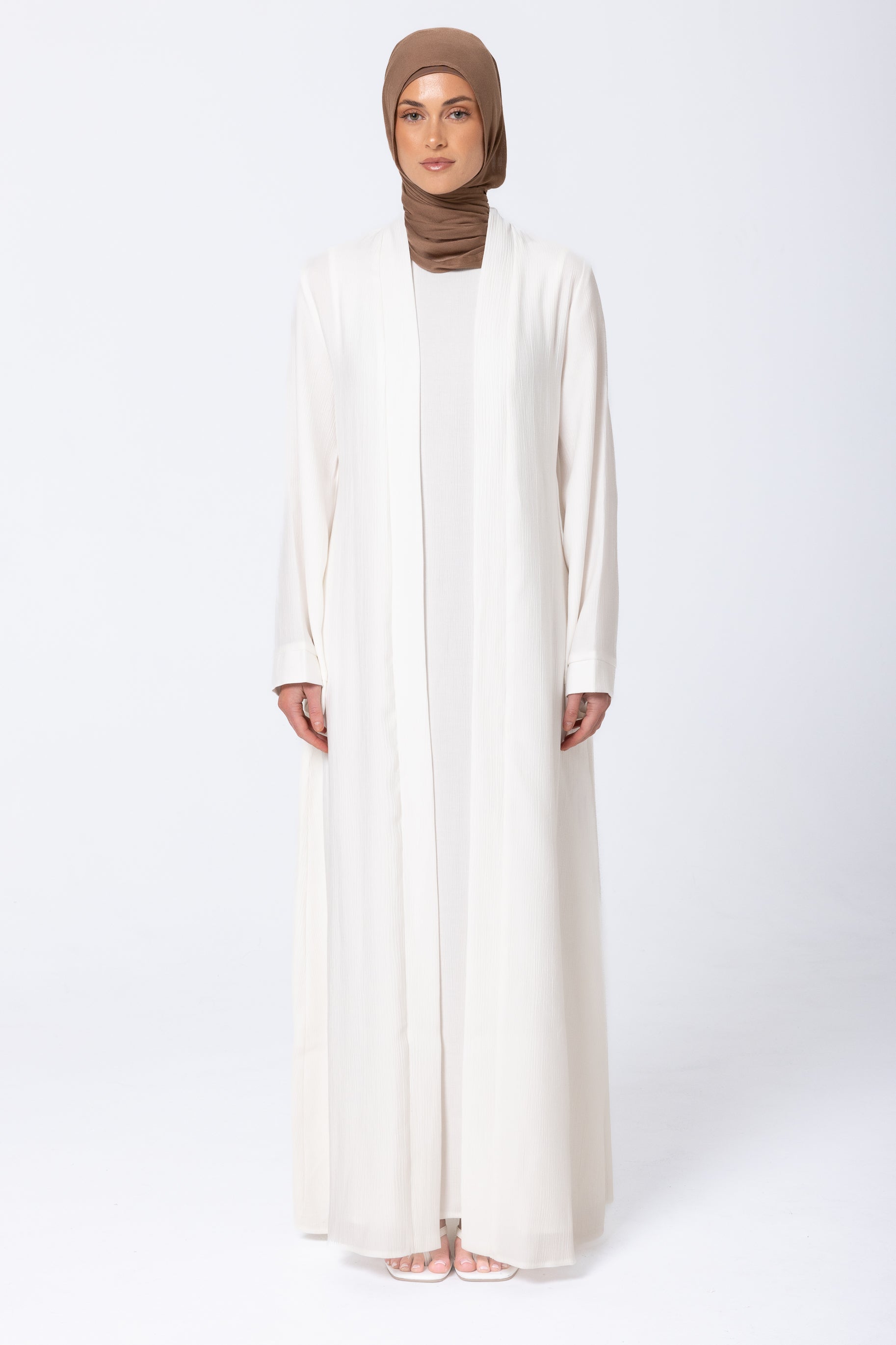 Leen Open Abaya Set - White